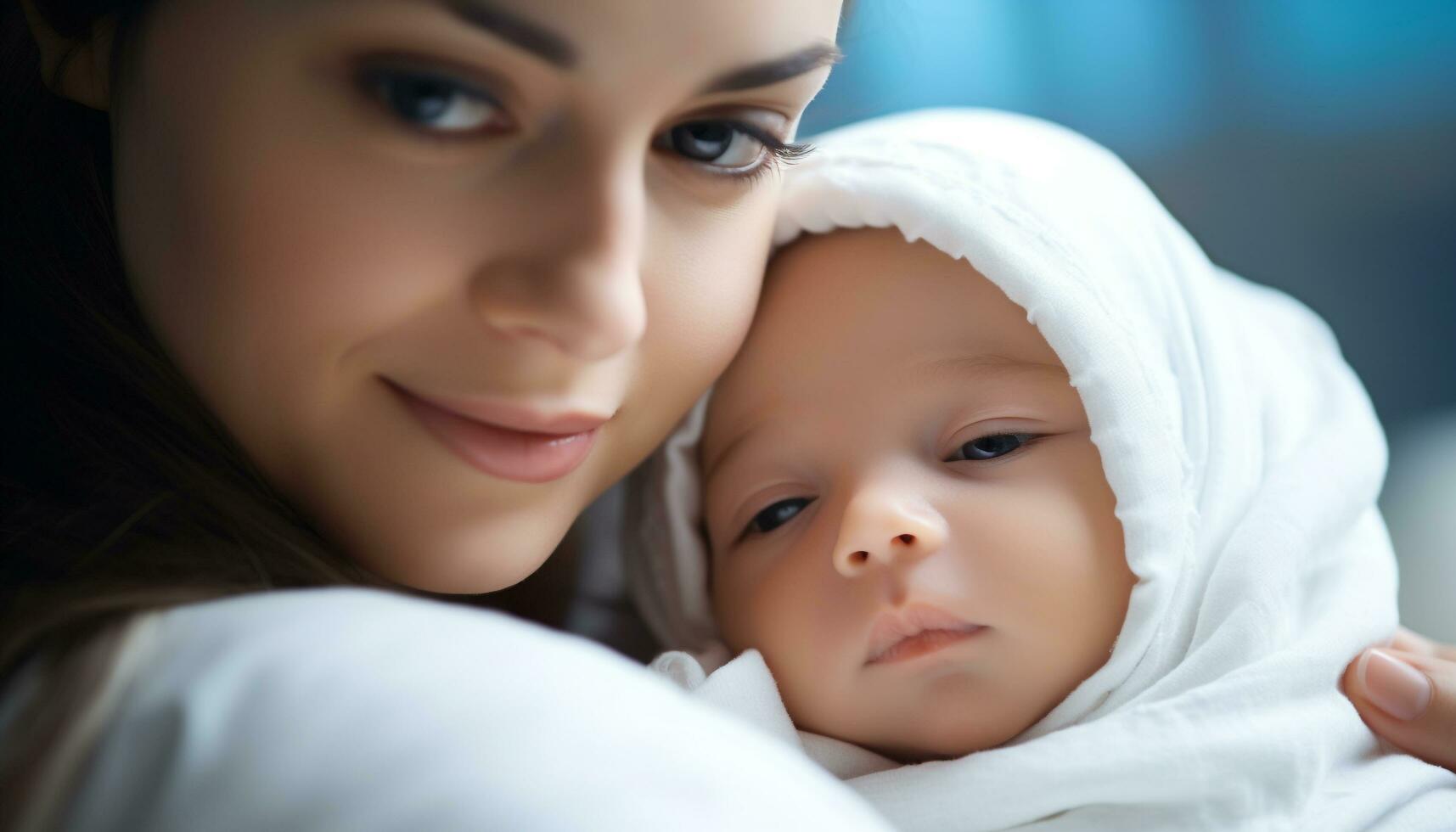 AI generated Mother and child embrace, radiating love and happiness generated by AI photo