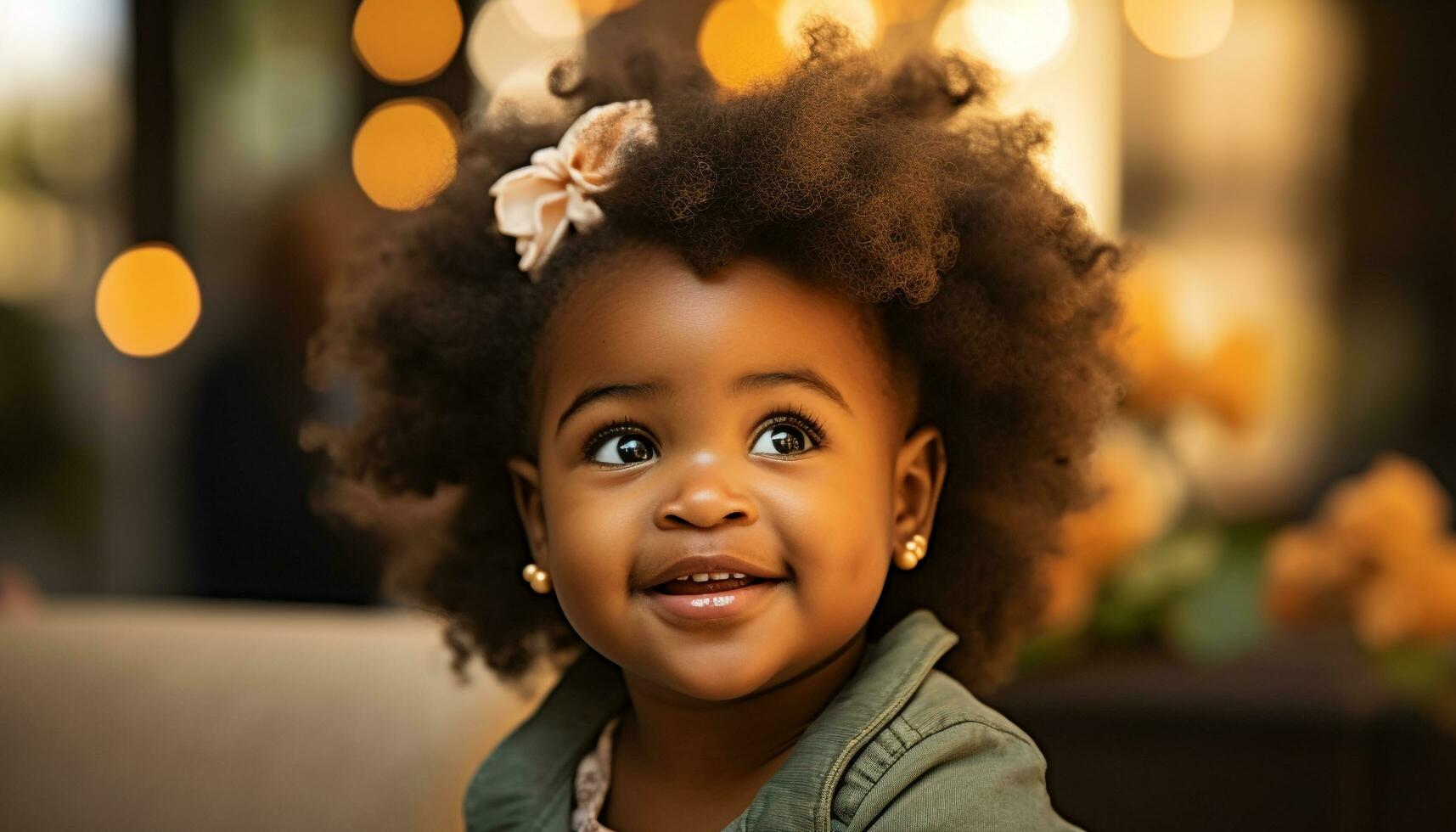 AI generated Smiling child, happiness, African ethnicity, cute, cheerful portrait generated by AI photo