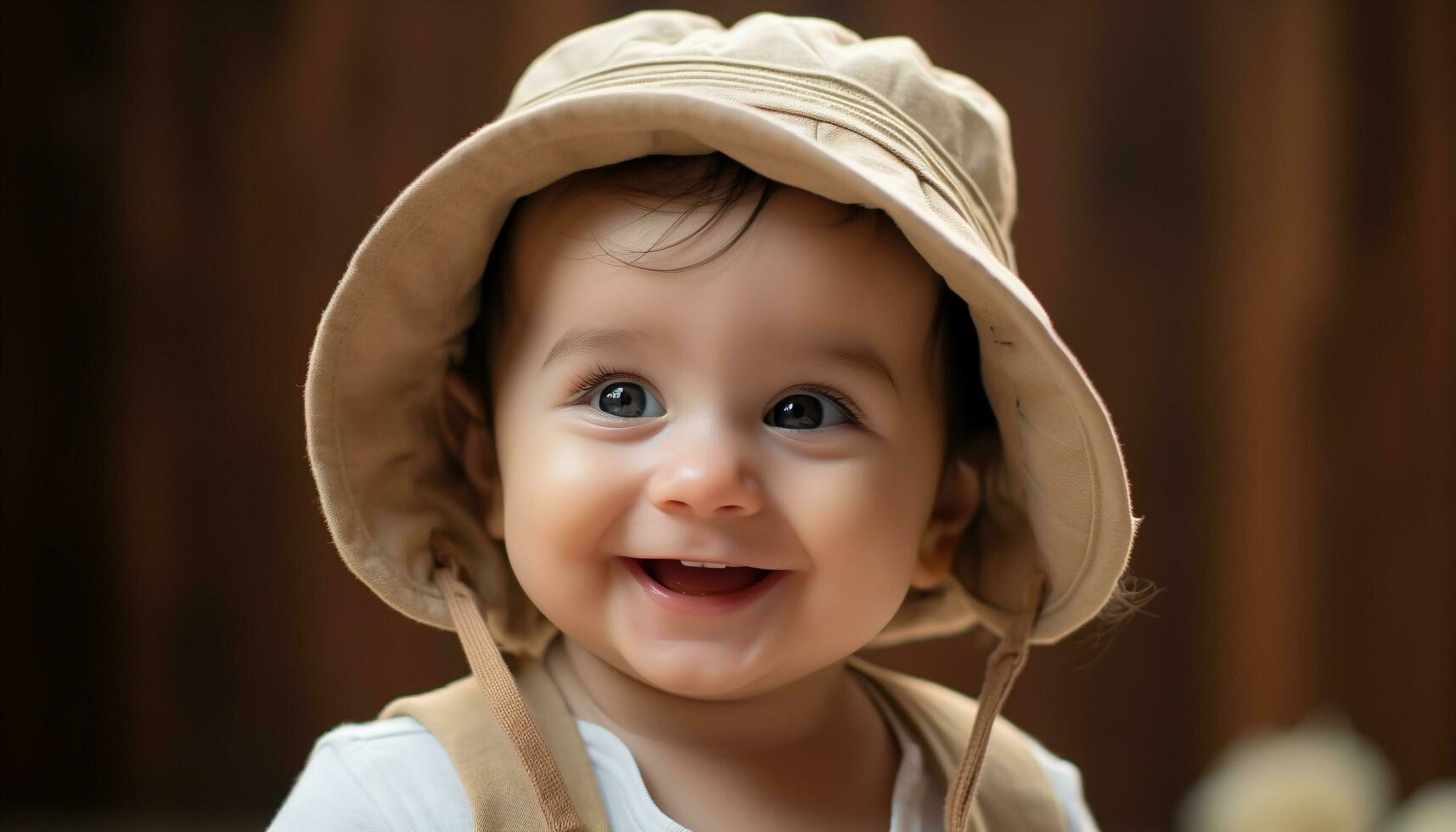 ai generado sonriente bebé chico trae alegría y felicidad generado por ai foto