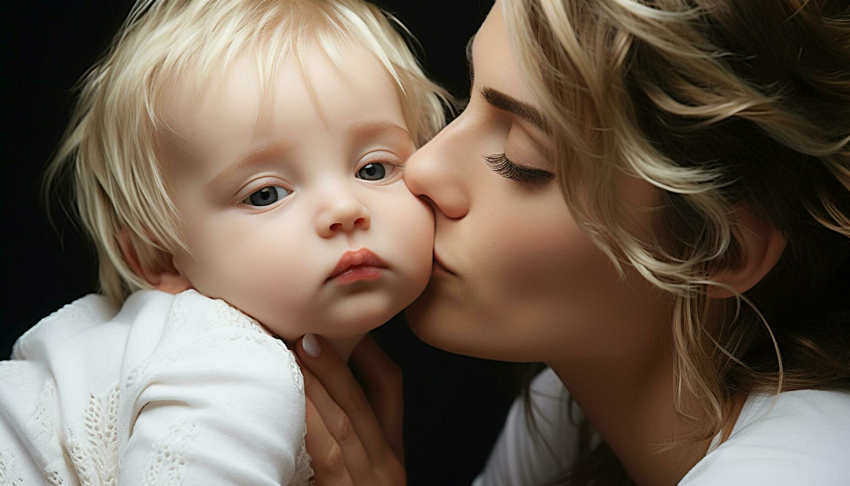 AI generated Mother embracing baby, love and happiness in family generated by AI photo