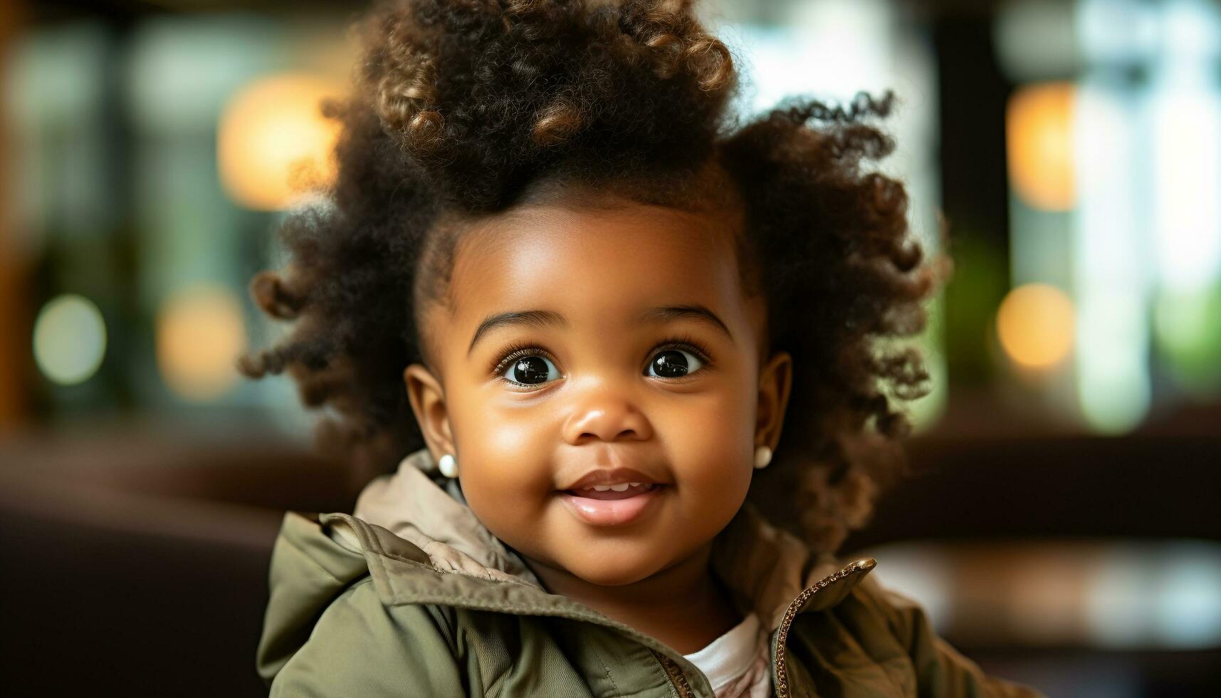 AI generated Cute smiling child, happiness in childhood innocence generated by AI photo