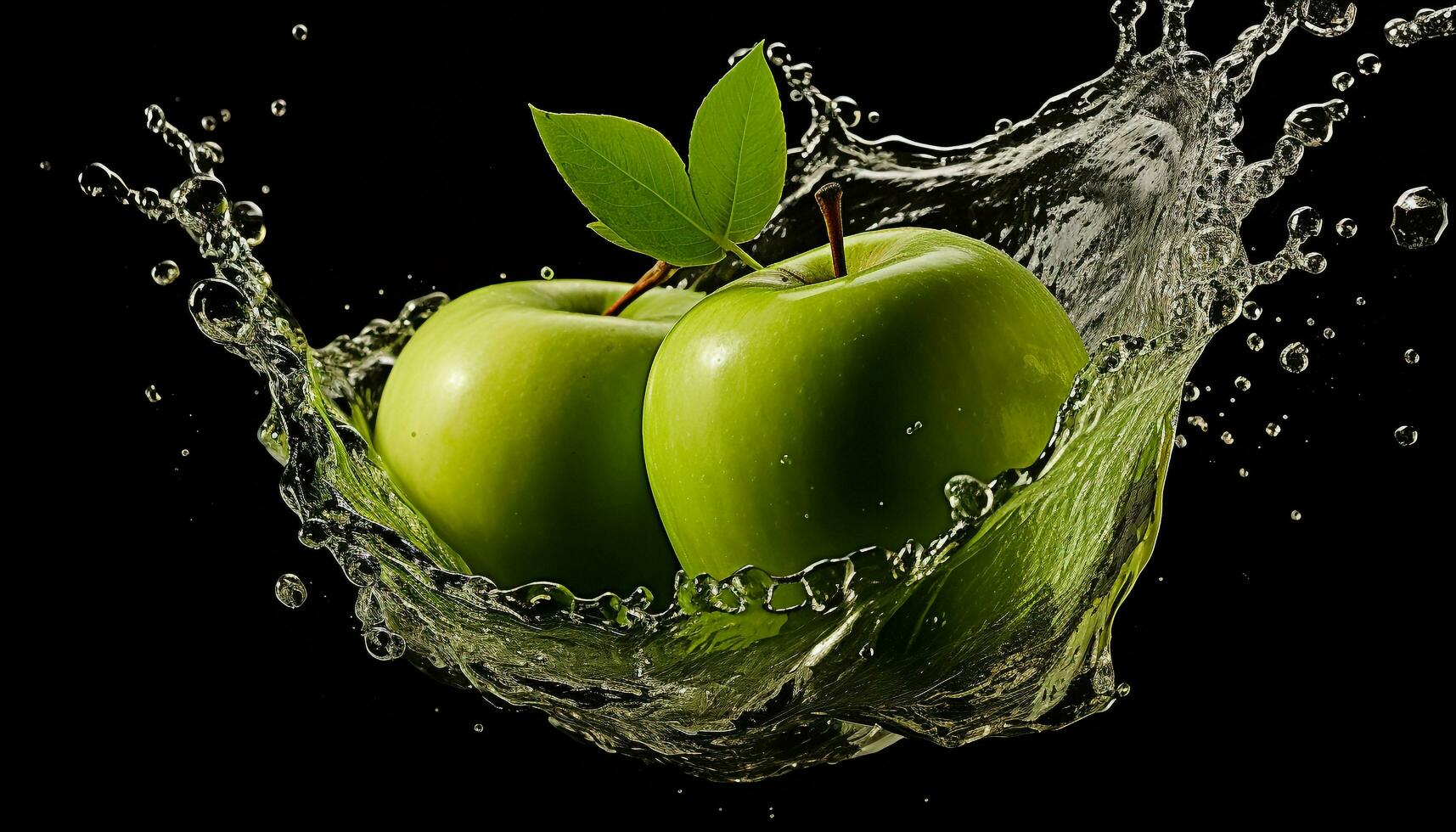 ai generado frescura salpicando, agua ola, líquido verde, sano comiendo generado por ai foto