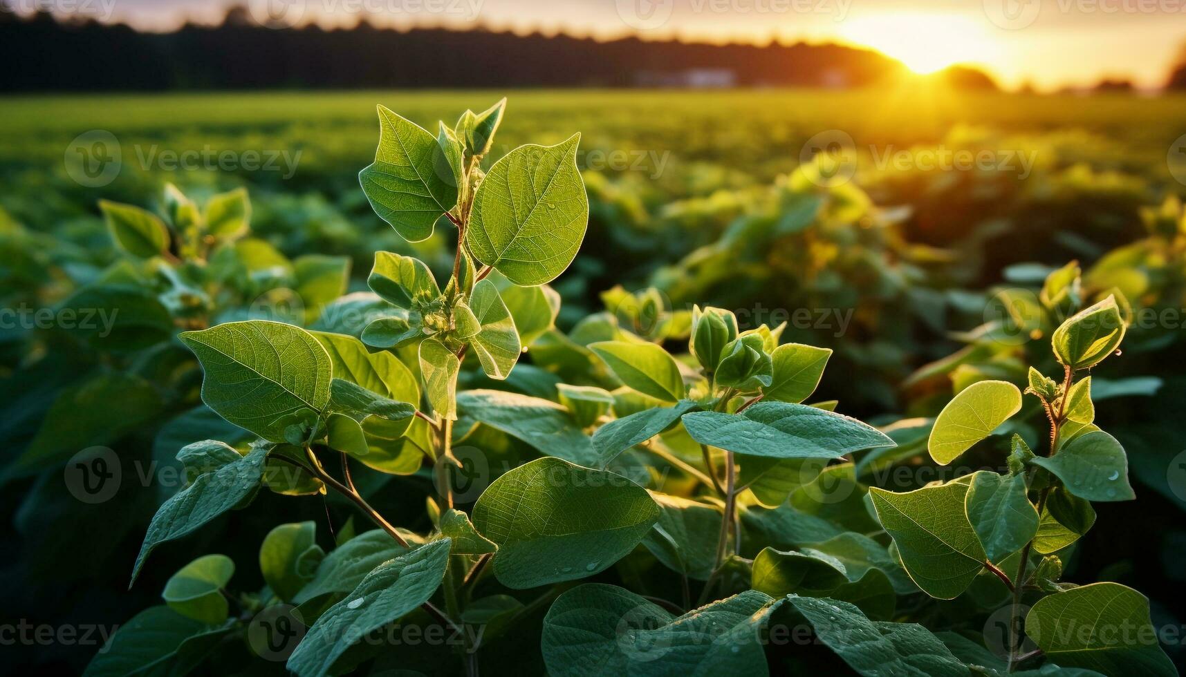 AI generated Fresh green leaves in nature, vibrant with growth generated by AI photo