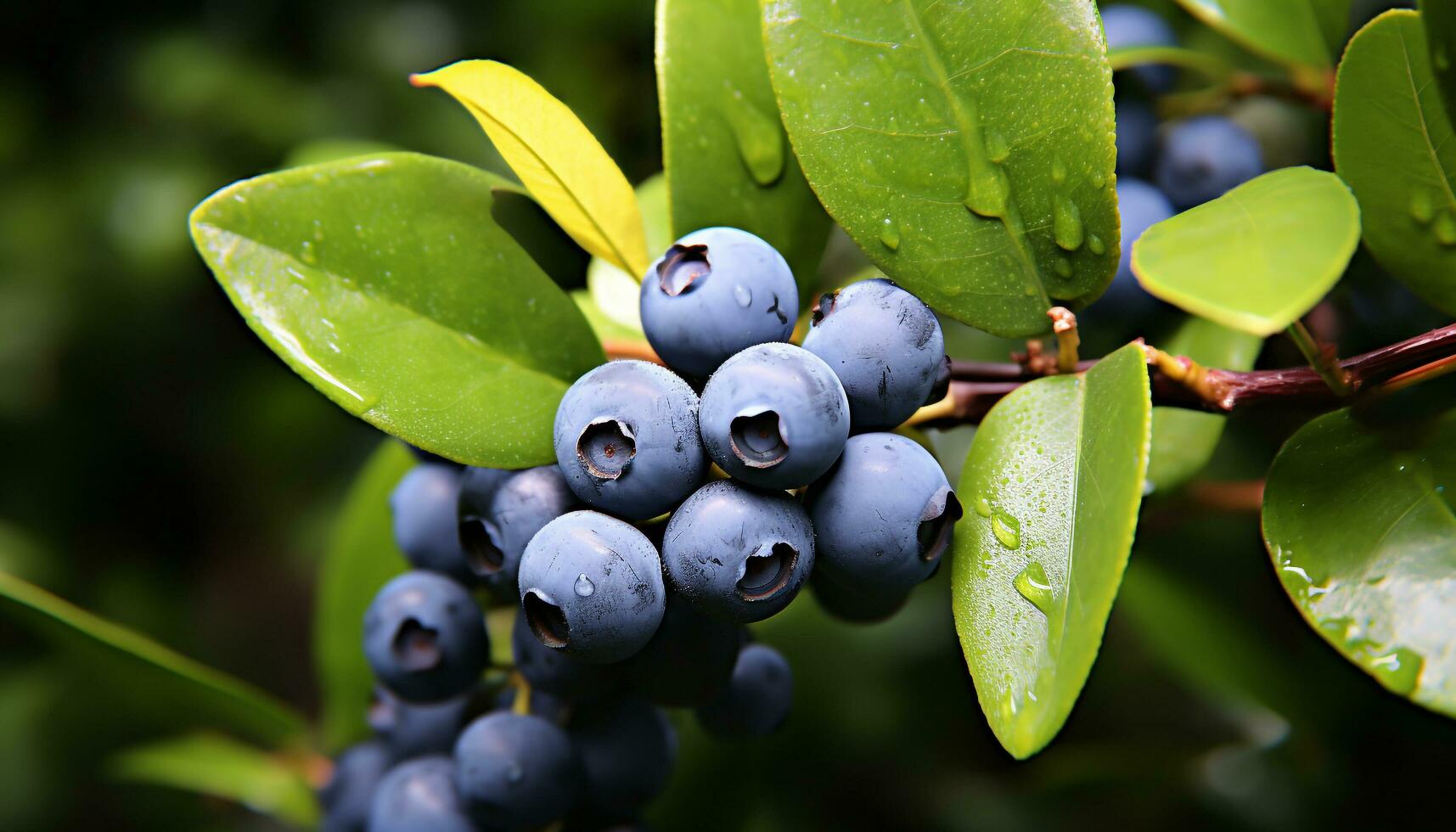 AI generated Freshness and sweetness in nature blueberry drop generated by AI photo