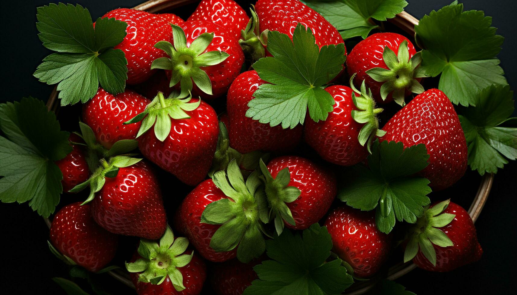 AI generated Freshness and sweetness in a vibrant strawberry dessert generated by AI photo