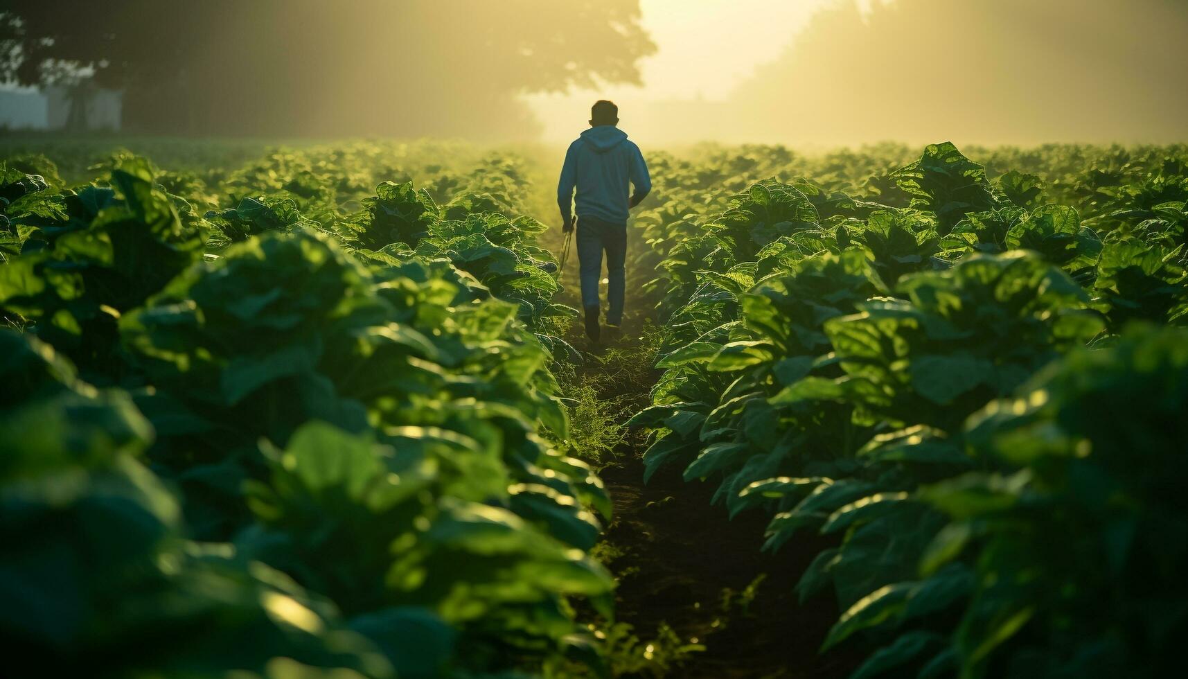 AI generated One man working on a farm in nature generated by AI photo