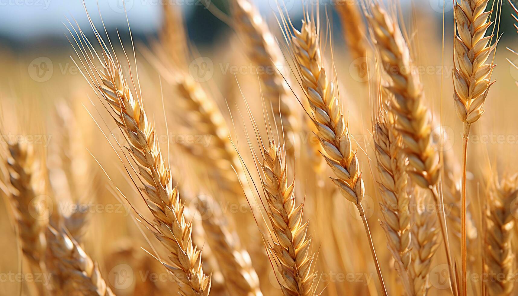 AI generated Golden wheat fields in the rural summer landscape generated by AI photo