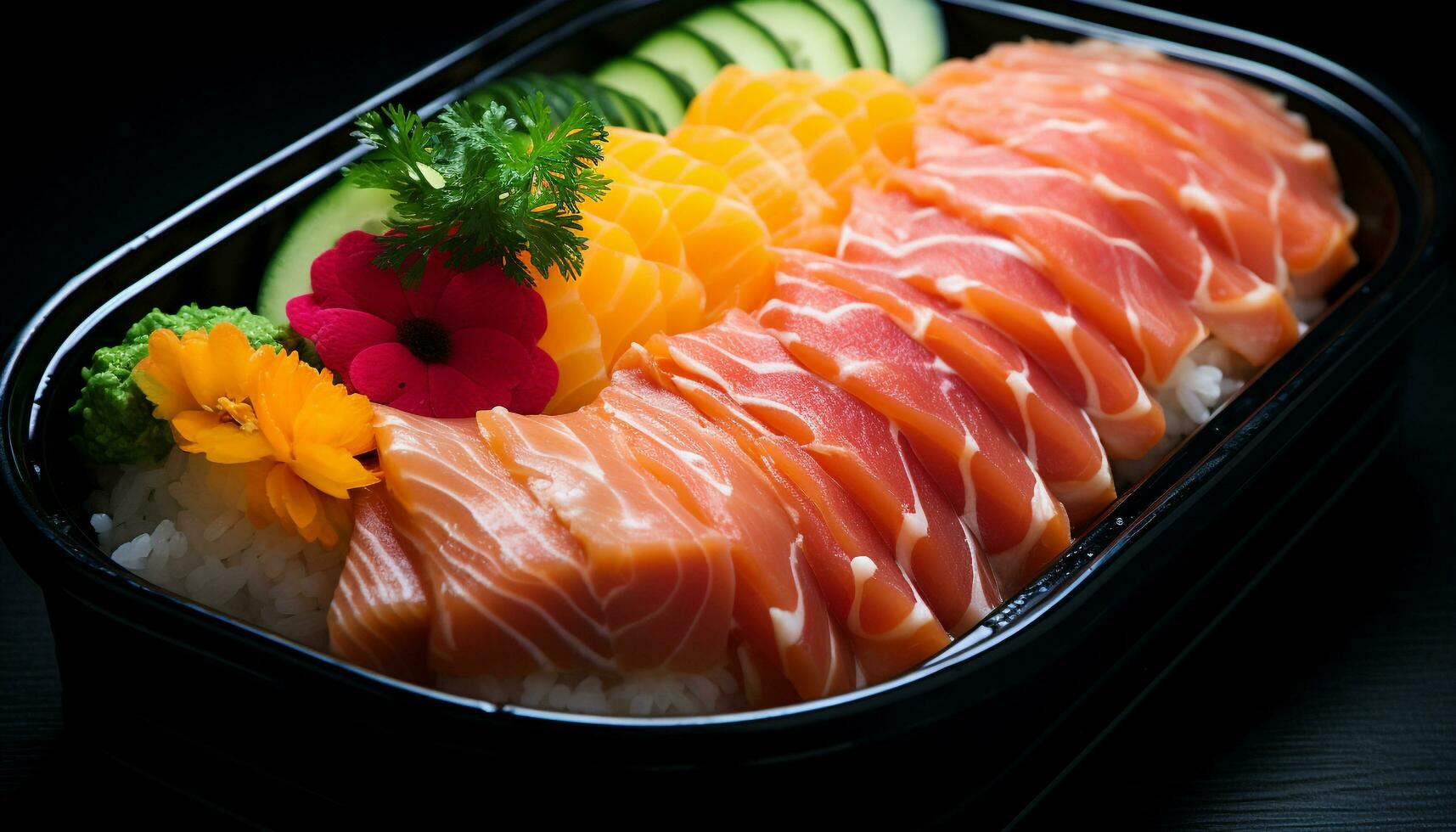 AI generated Freshness of seafood, gourmet meal, sashimi slice generated by AI photo