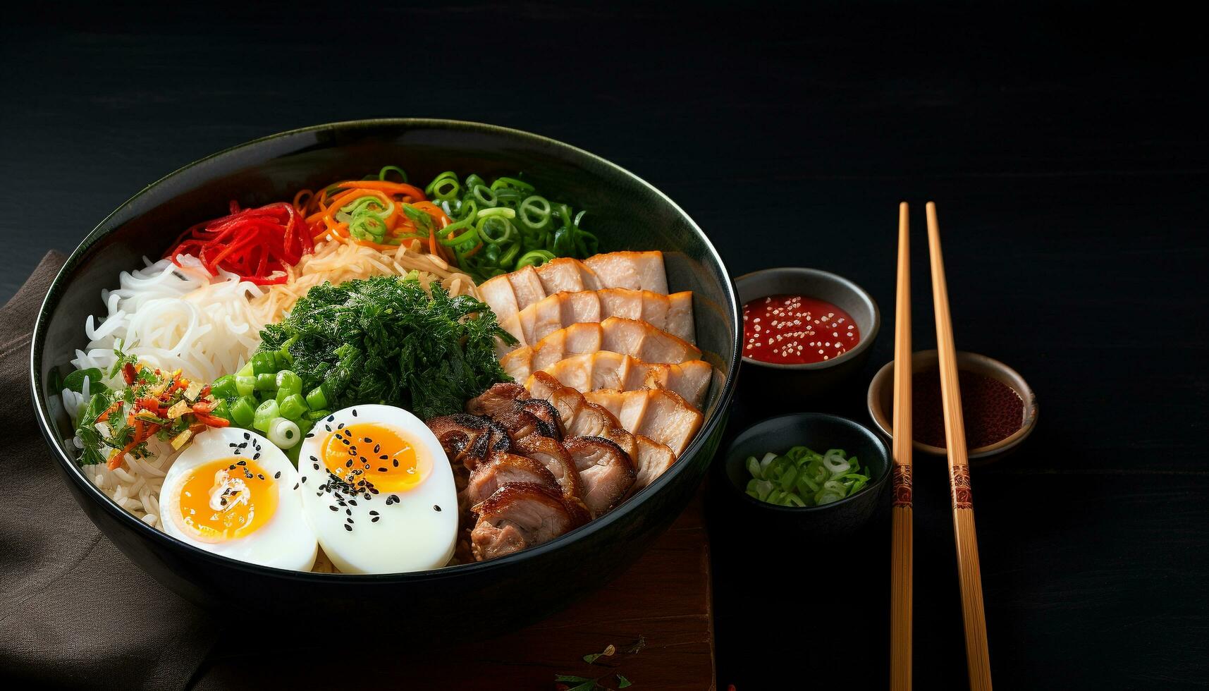 AI generated Freshness and flavors combine in this healthy meal generated by AI photo
