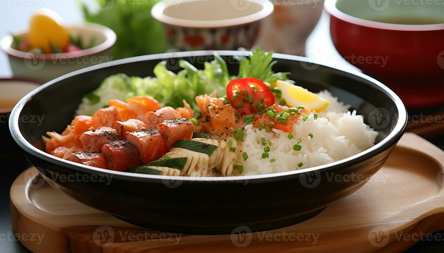 ai generado frescura y sano comiendo en un gastrónomo comida generado por ai foto