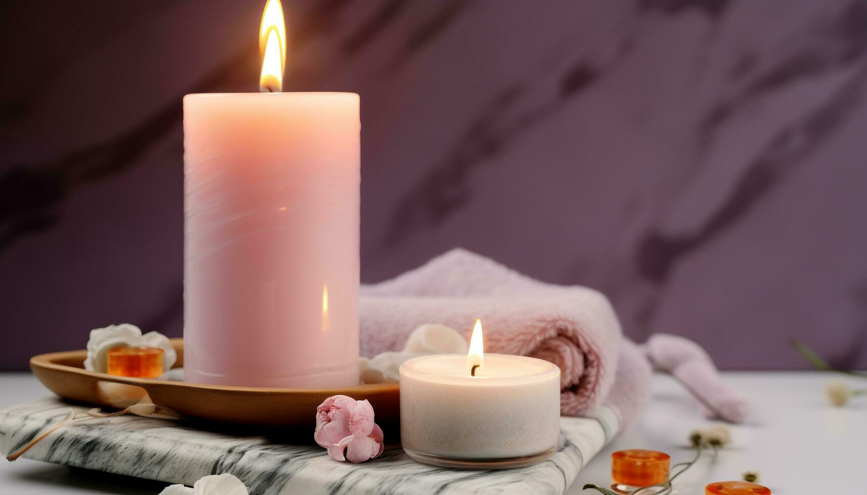AI generated Relaxation and tranquility in a glowing candle flame generated by AI photo