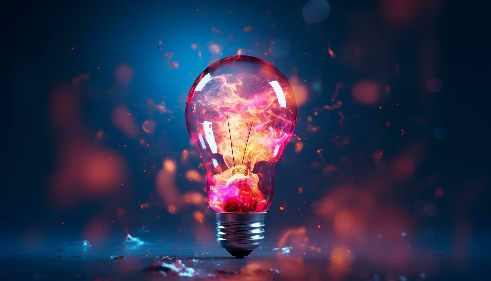 AI generated Glowing light bulb illuminates bright ideas generated by AI photo