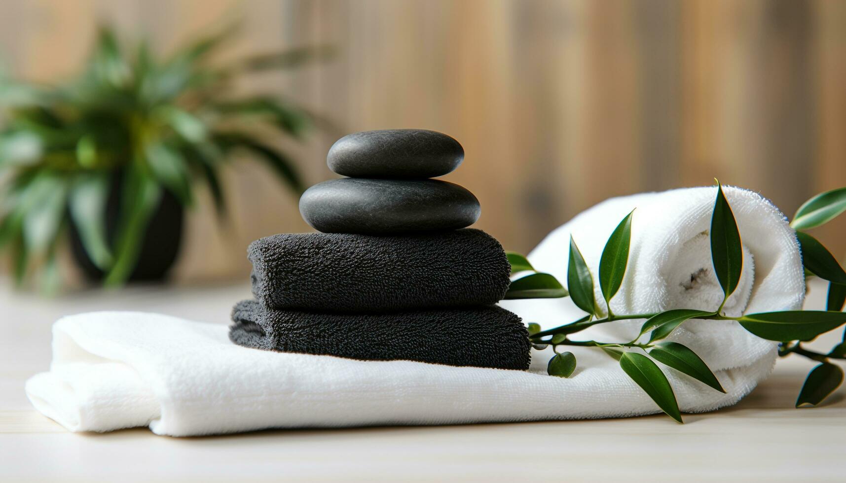 AI generated Relaxation and balance in a tranquil spa retreat generated by AI photo