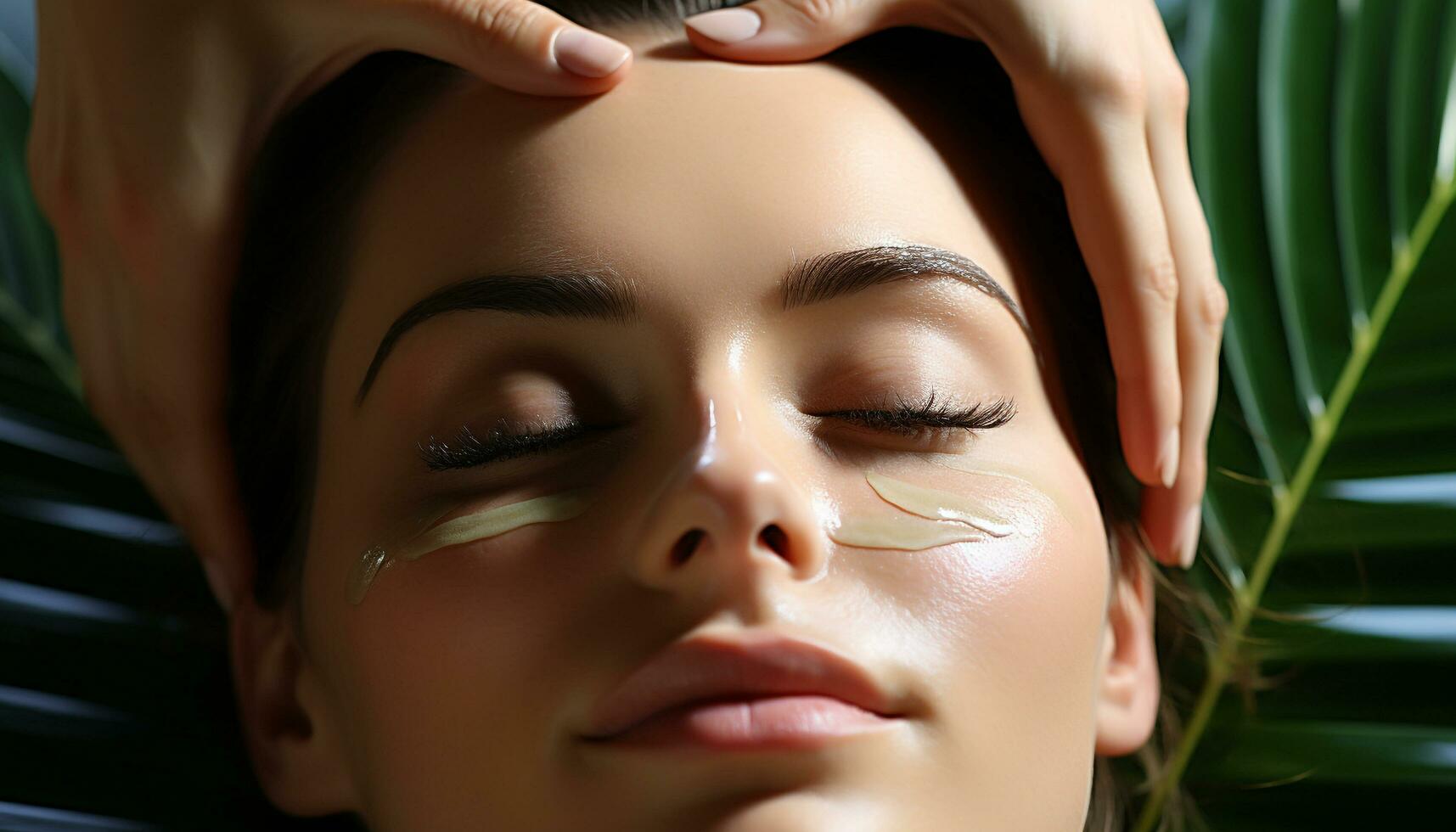 AI generated Beautiful women applying beauty treatment, pampering and relaxation generated by AI photo