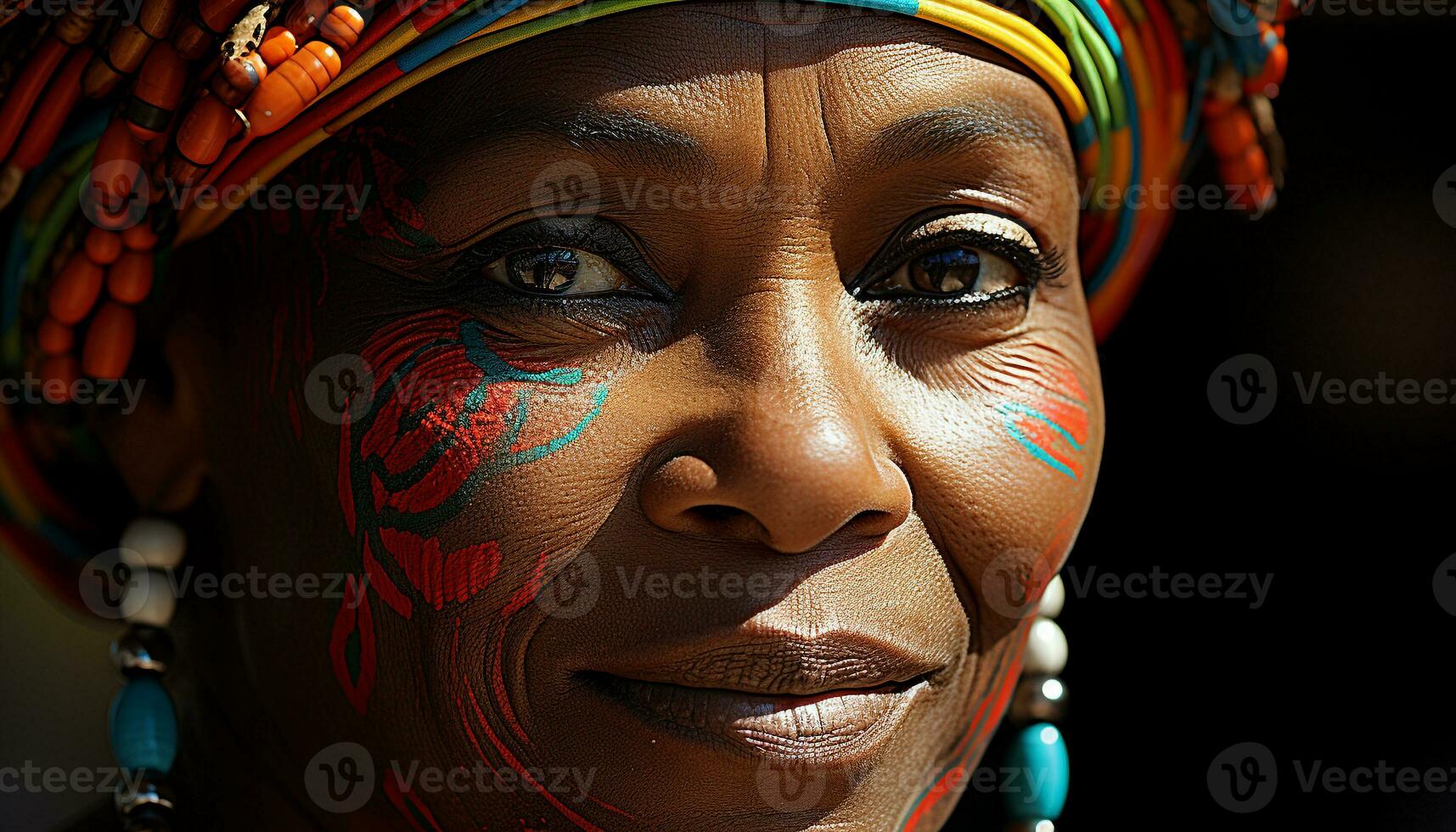 ai generado sonriente africano mujer exuda confianza y elegancia generado por ai foto