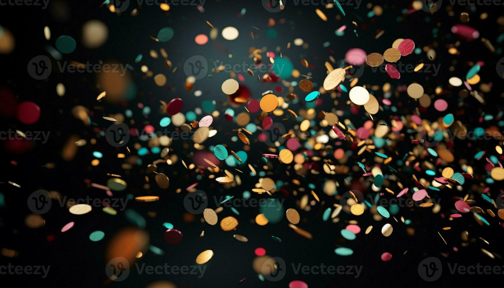 AI generated Bright confetti falling, celebrating a vibrant, glowing party generated by AI photo