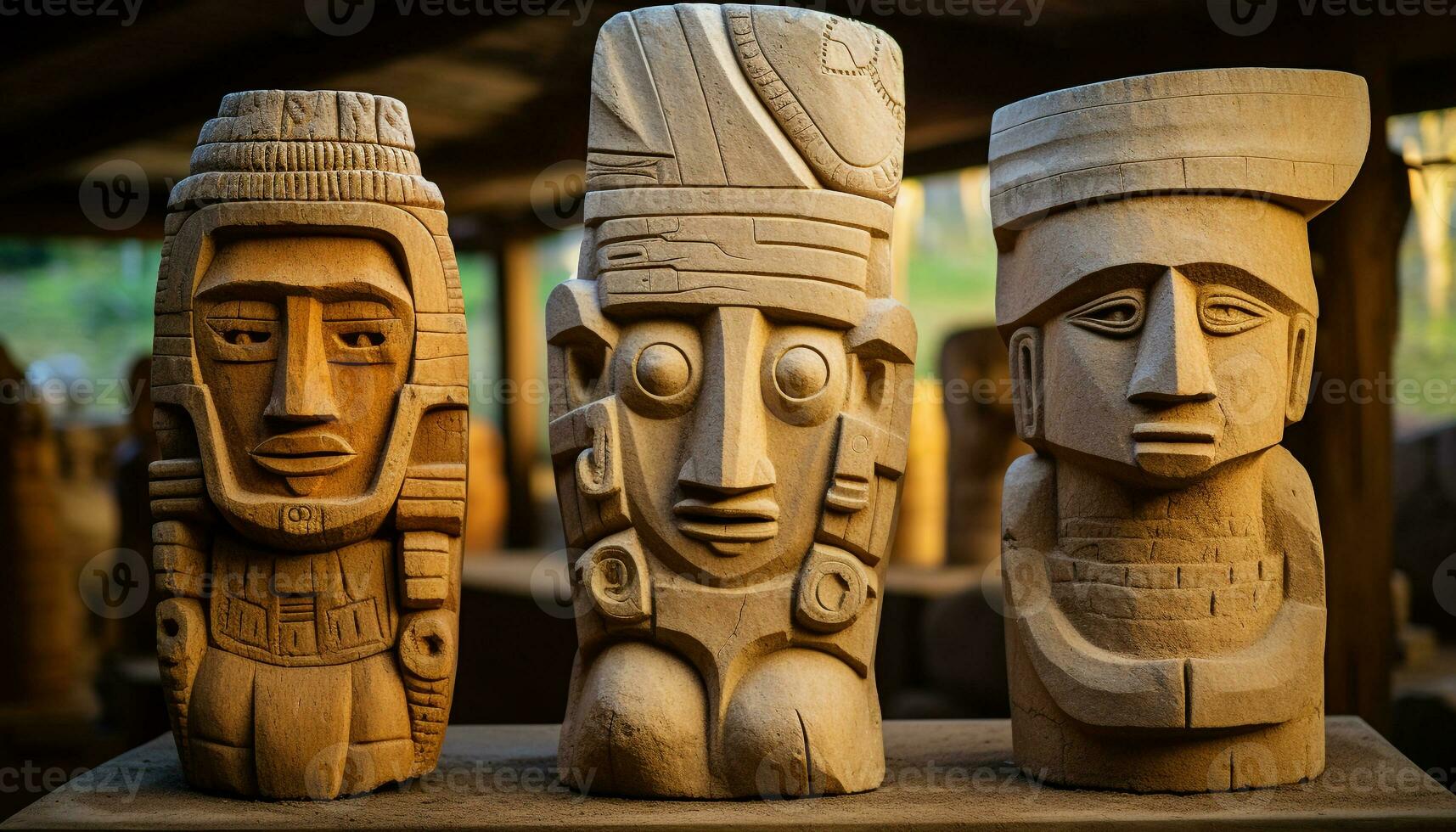 AI generated Ancient African sculpture, symbol of indigenous culture generated by AI photo