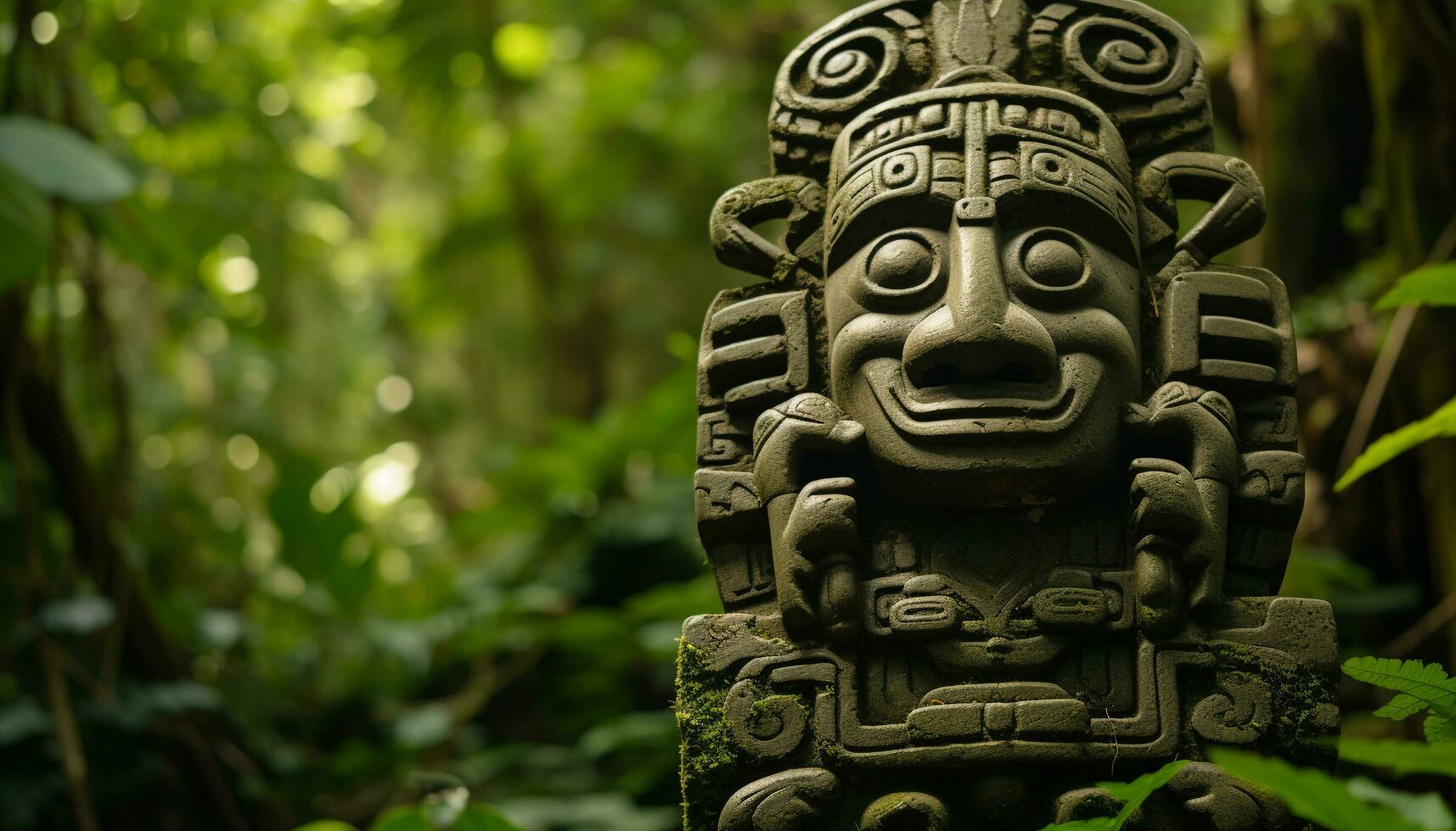 ai generado antiguo balinés escultura encarna espiritualidad en naturaleza generado por ai foto