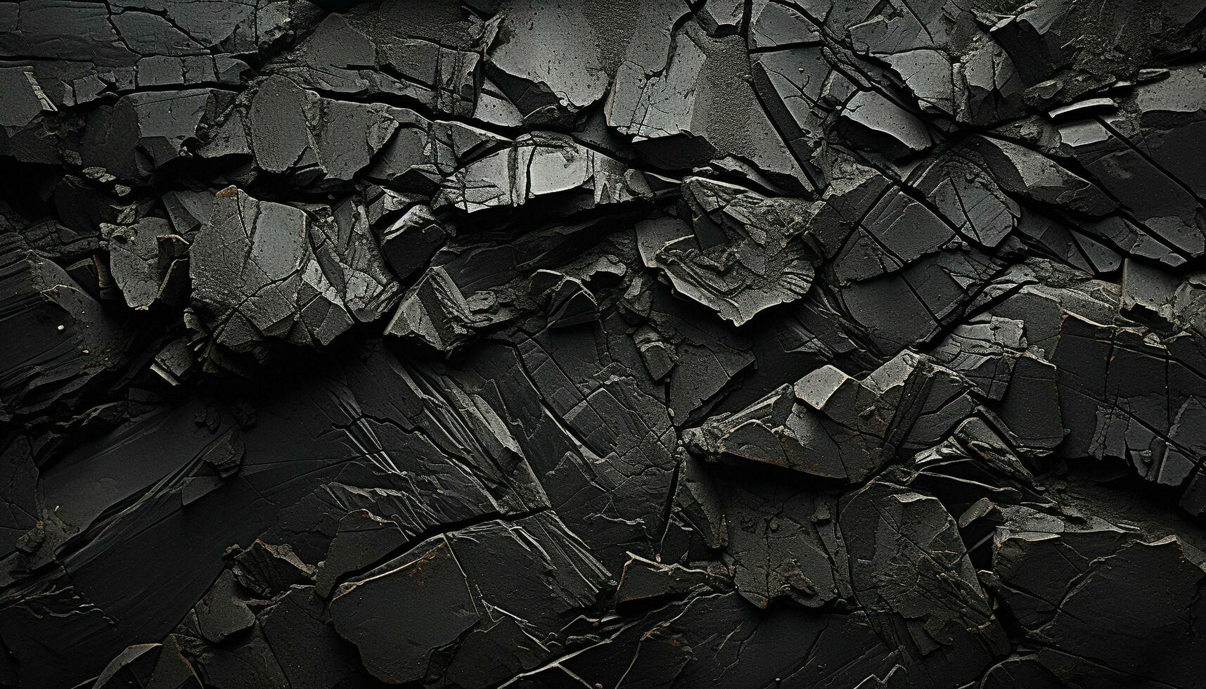 AI generated Abstract black background, rough textured coal stone construction industry generated by AI photo