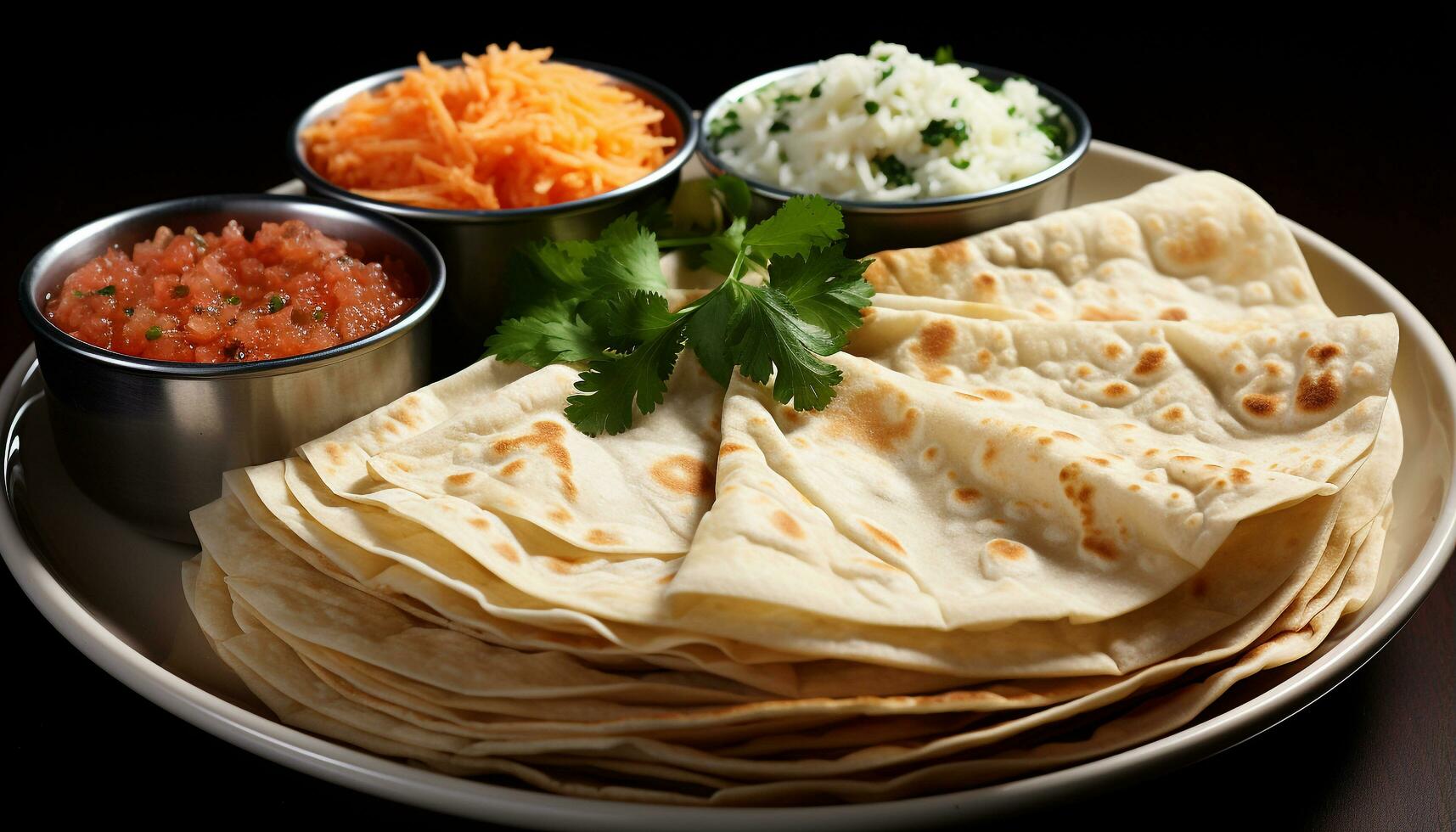 AI generated Freshness and spice on a taco plate generated by AI photo