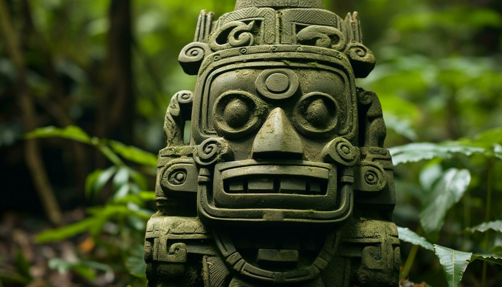 ai generado antiguo balinés escultura representa espiritualidad en tropical bosque generado por ai foto