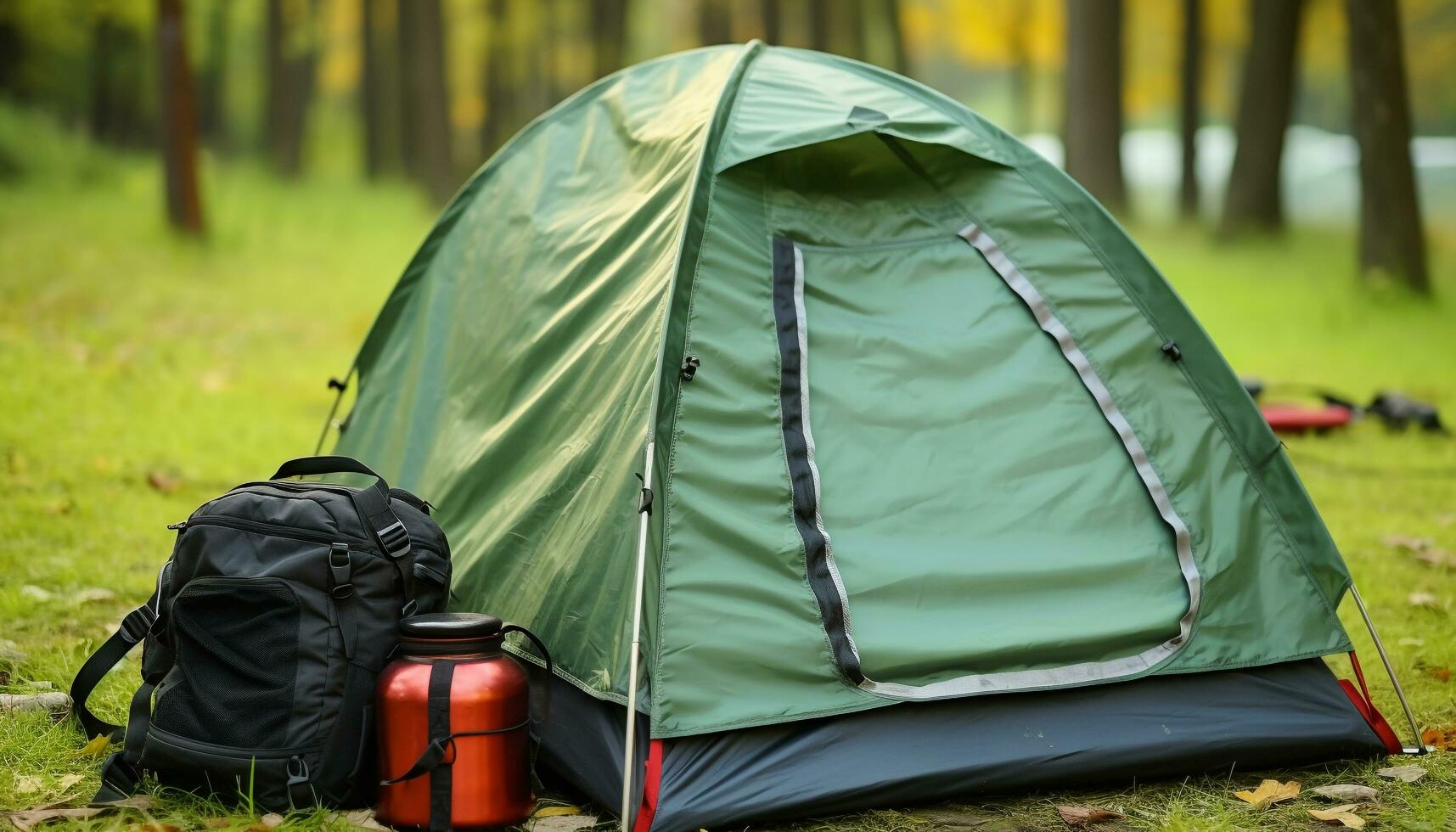 AI generated Camping in the wilderness, exploring nature beauty generated by AI photo