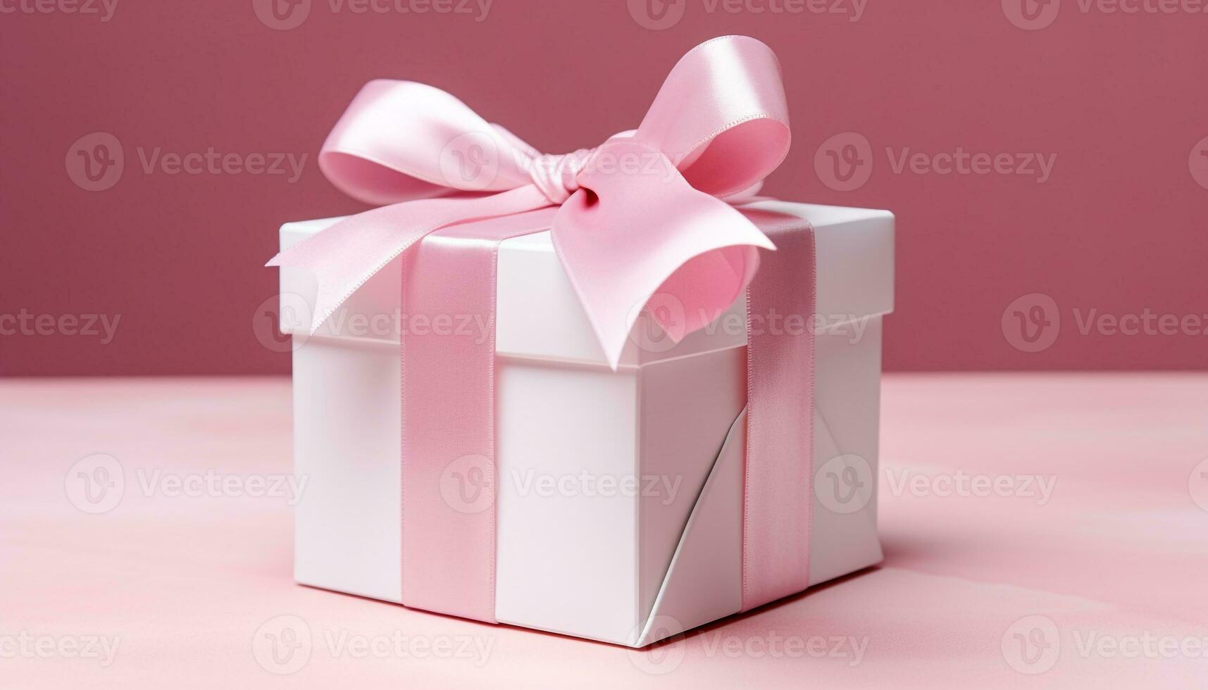 AI generated Birthday gift box wrapped in shiny pink paper generated by AI photo