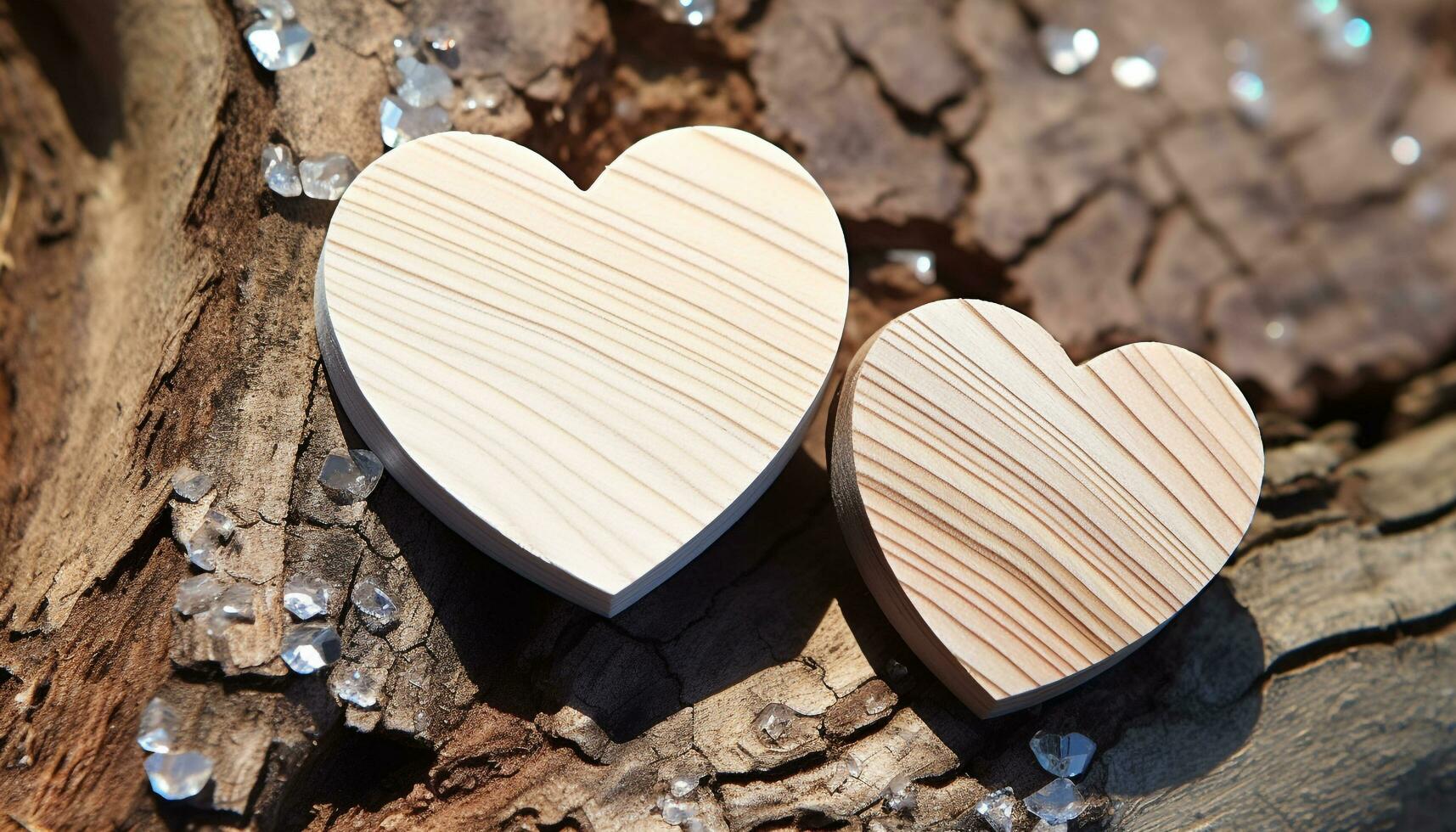 AI generated Love and romance in nature heart shaped wood generated by AI photo