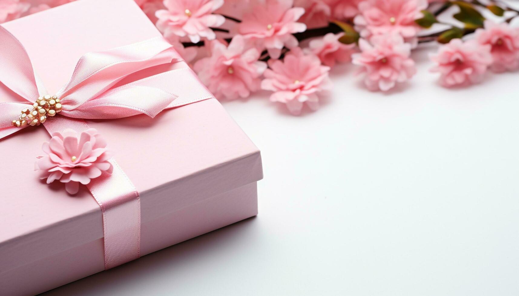 AI generated Pink flower in gift box, symbolizing love generated by AI photo