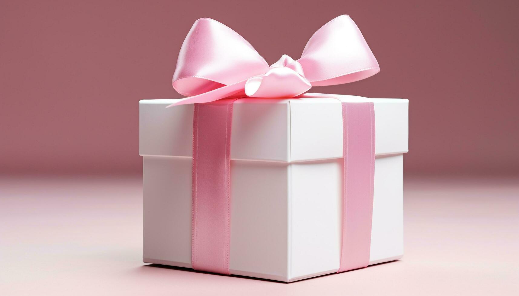 AI generated Shiny gift box wrapped in pink wrapping paper generated by AI photo