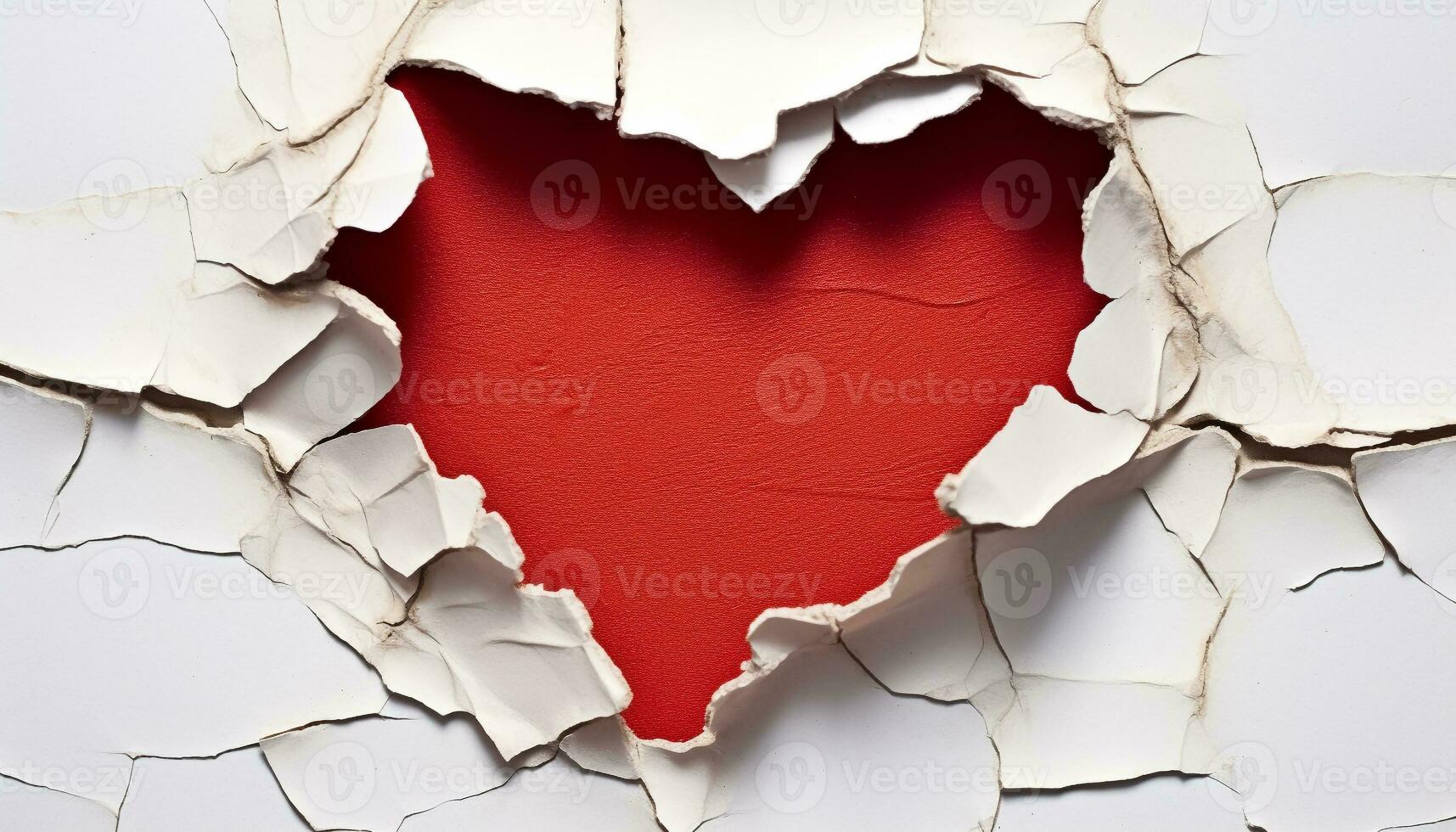 AI generated Love torn, heart shape broken, symbol of separation generated by AI photo