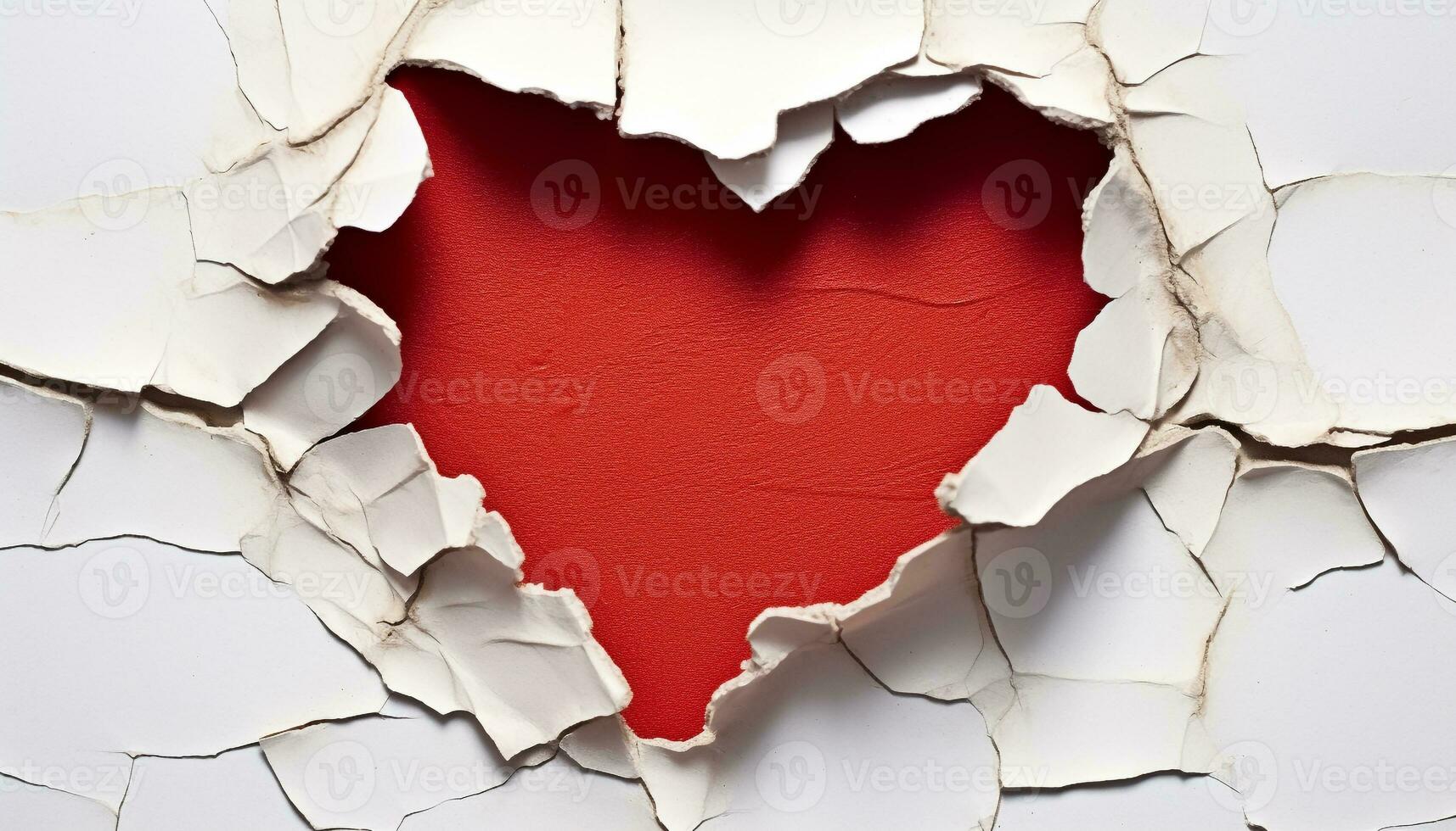 AI generated Love torn, heart shape broken, symbol of separation generated by AI photo