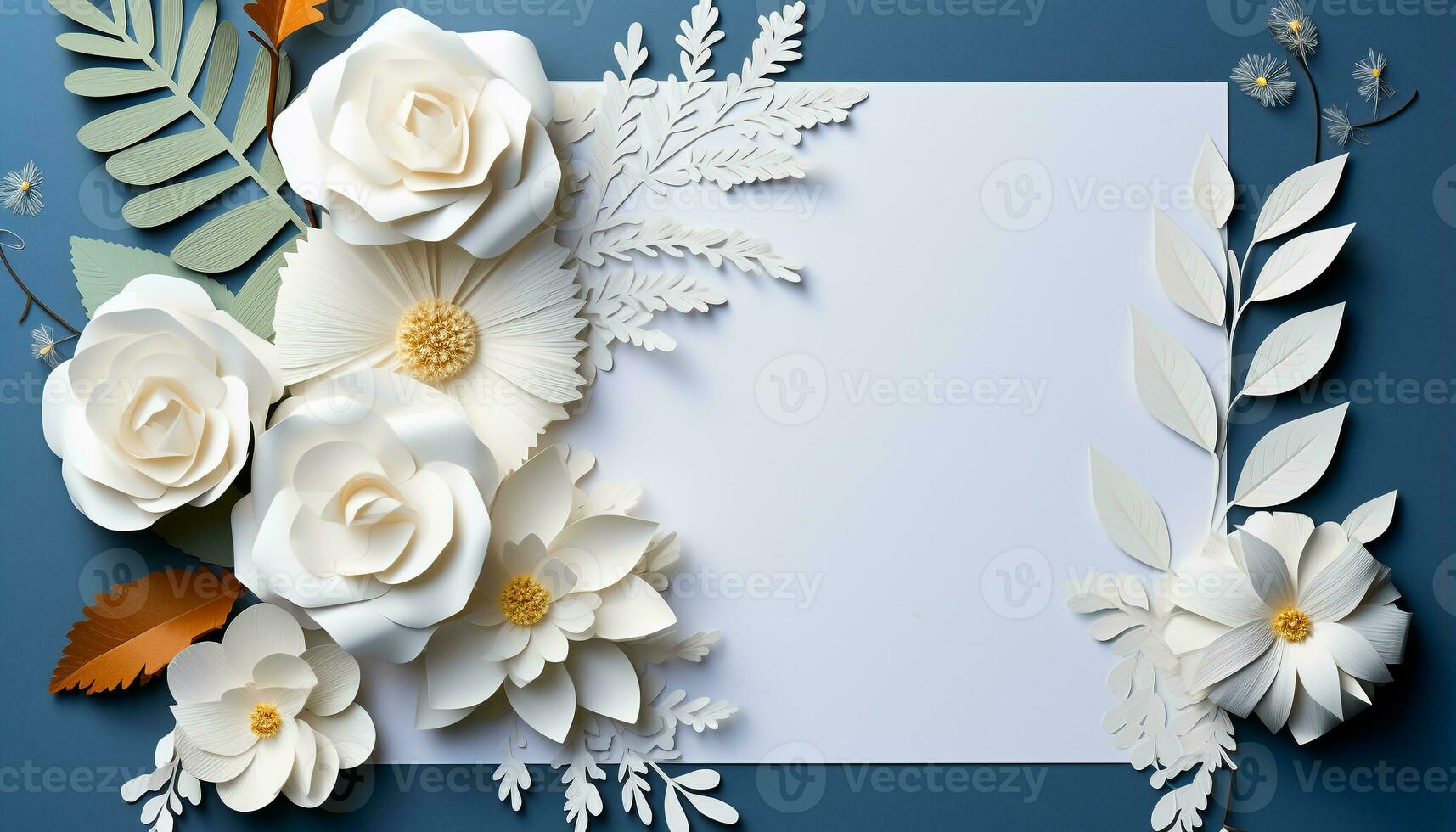 AI generated Floral pattern on yellow backdrop, a modern composition generated by AI photo