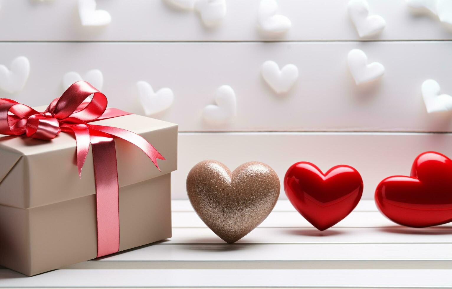 AI generated Love wrapped in a heart shaped gift box generated by AI photo