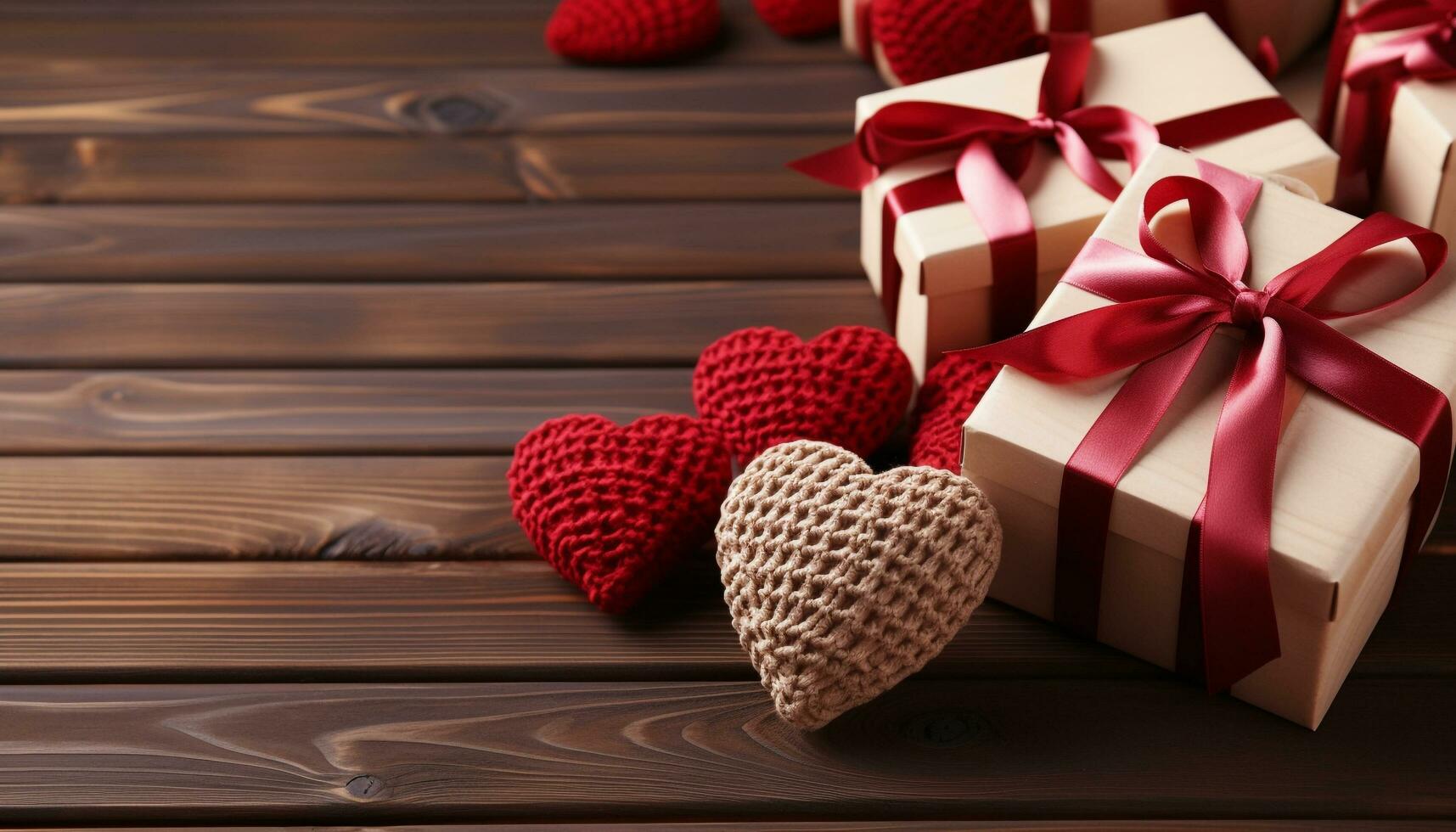 AI generated Love wrapped in homemade gift, rustic and creative generated by AI photo