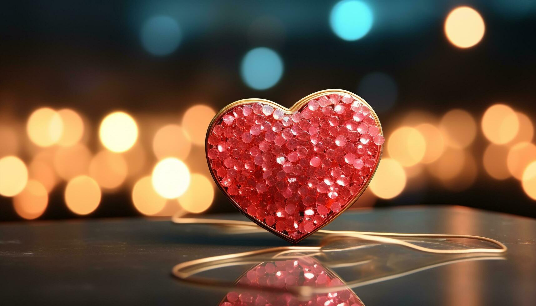 AI generated Romance and love illuminate the heart shaped decoration generated by AI photo