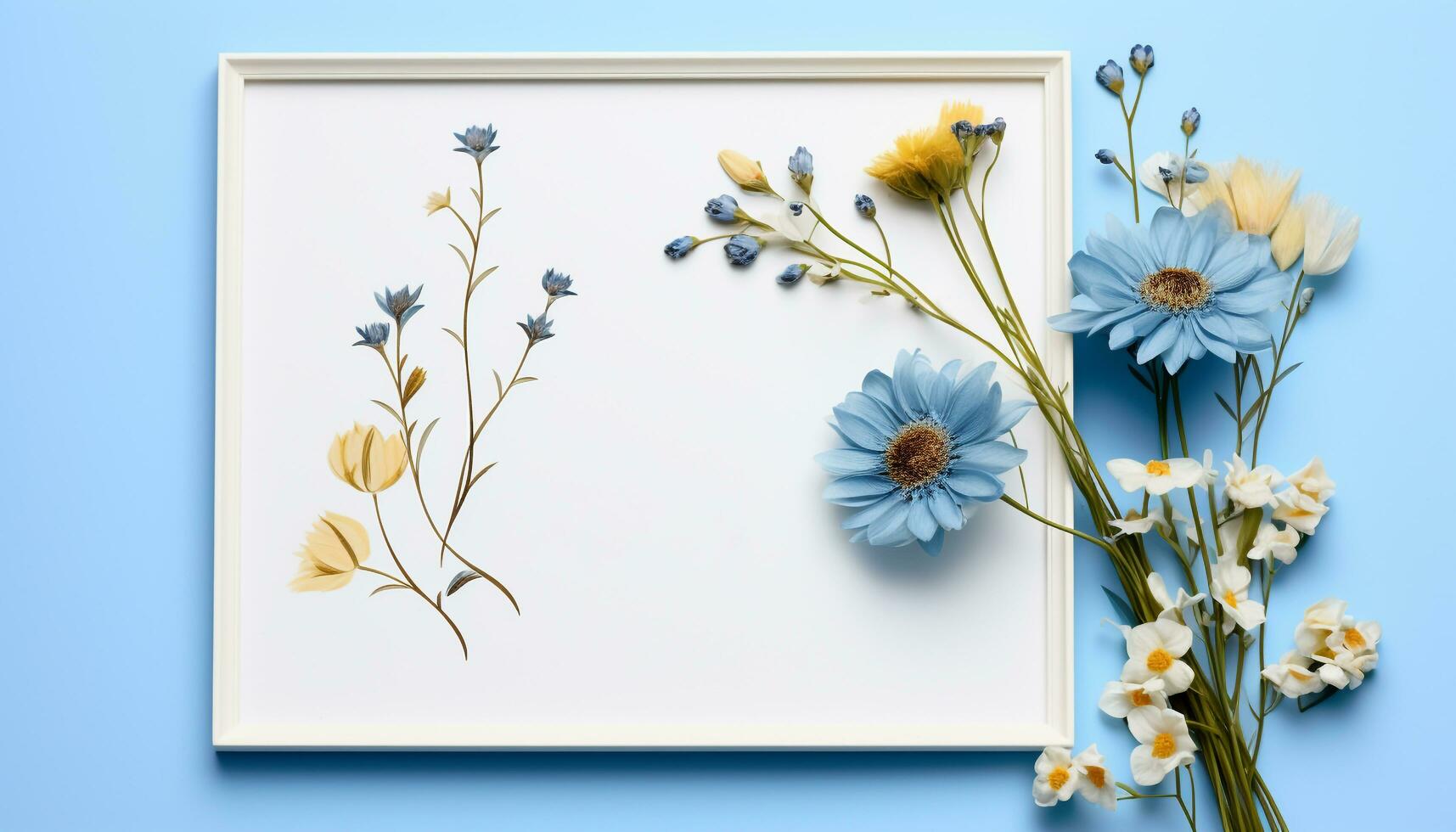 AI generated Blue flower on wood, a gift of love generated by AI photo