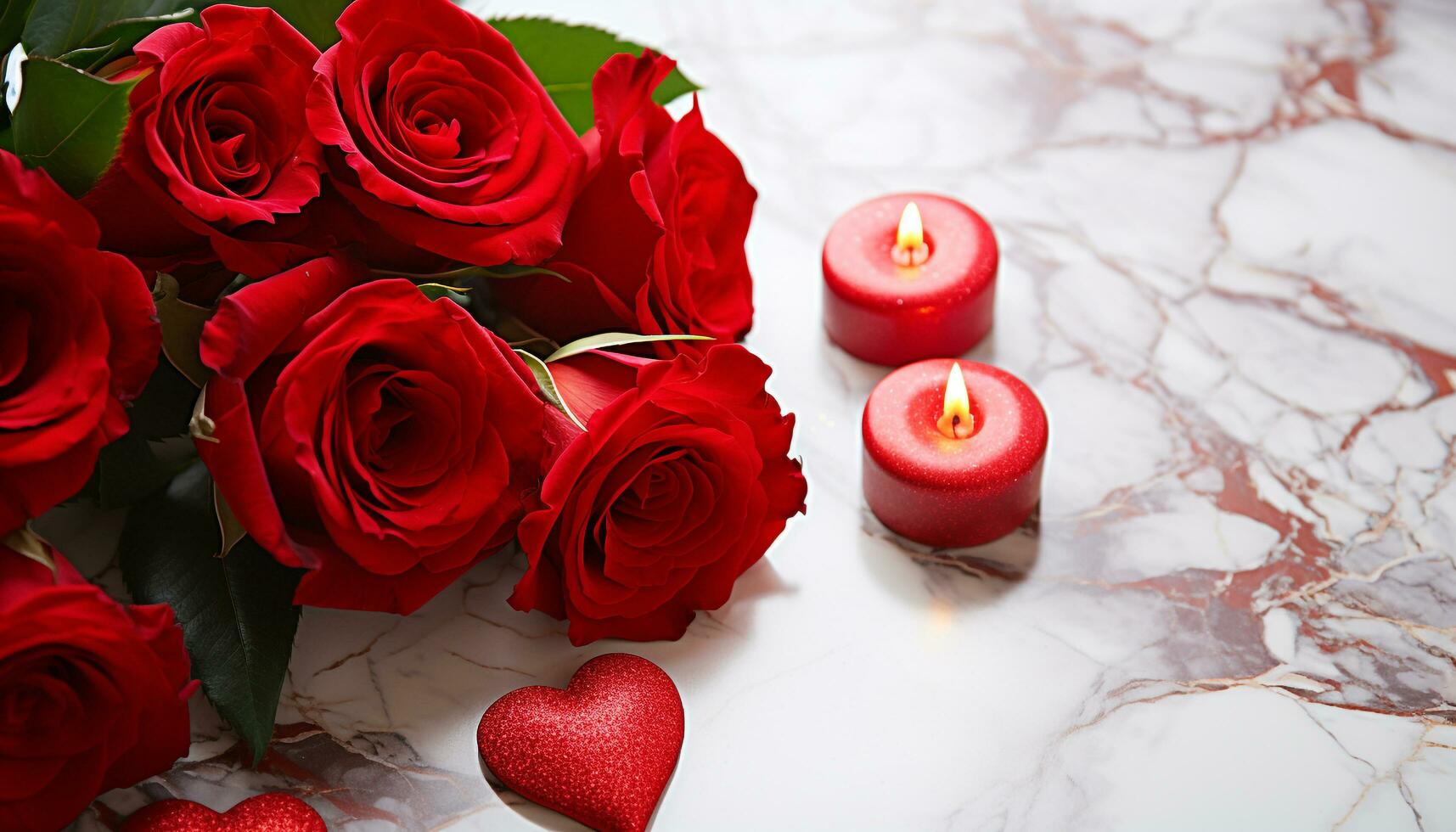 AI generated Romance, love, candle, flower, petal, decoration, freshness, flame generated by AI photo