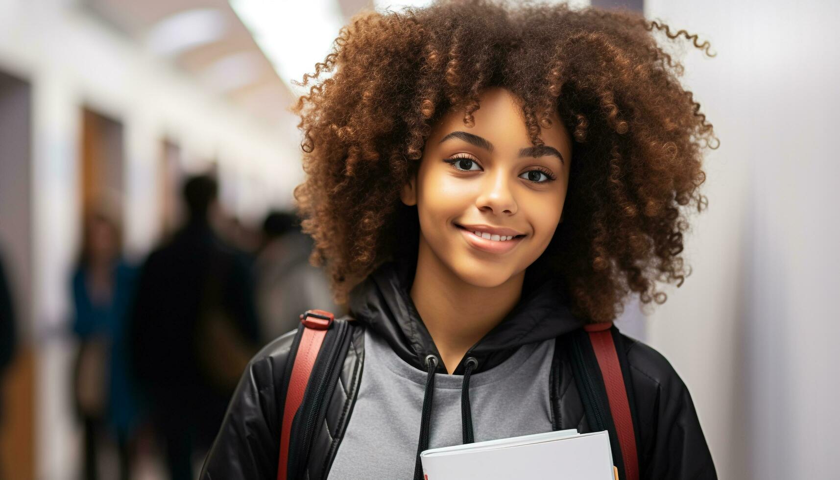 ai generado sonriente joven mujer mirando a cámara con confianza generado por ai foto