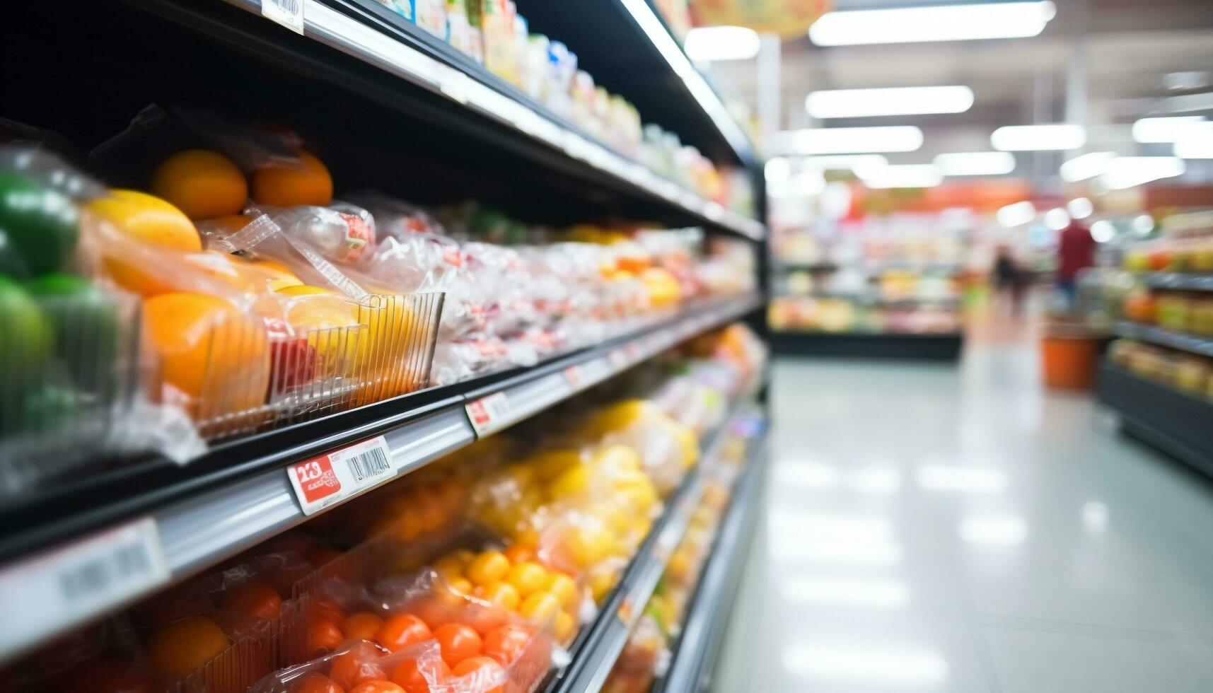 AI generated Healthy eating choices in a supermarket aisle generated by AI photo