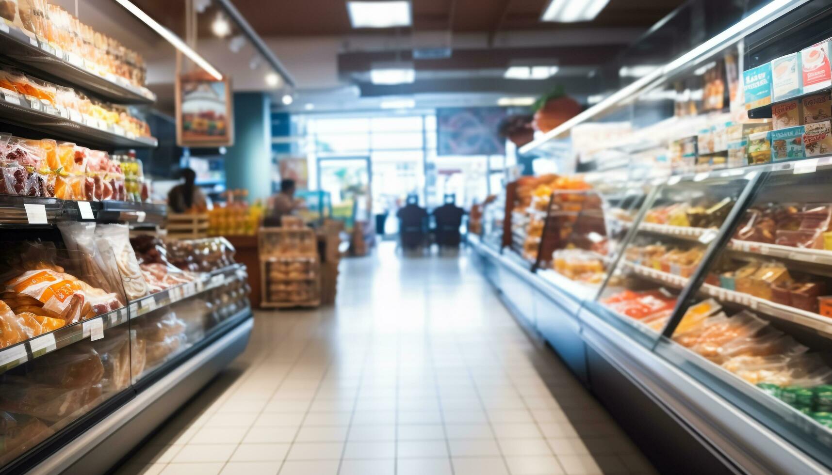 ai generado cliente caminando en supermercado, elegir sano comestibles generado por ai foto