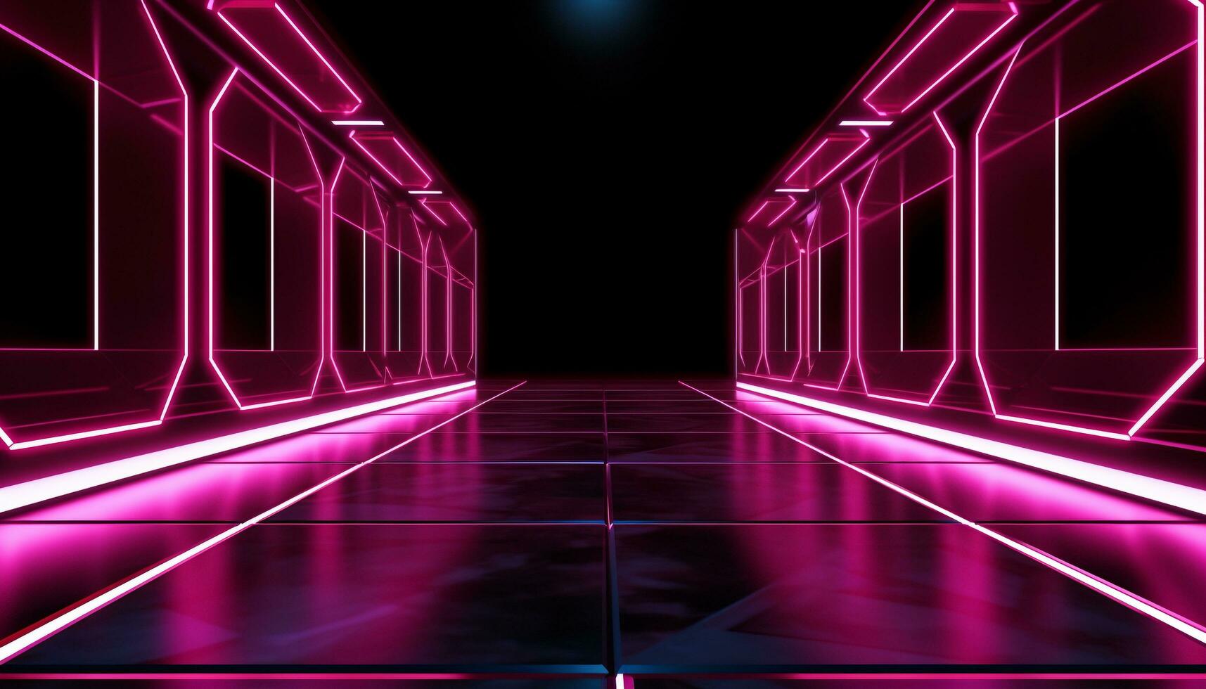 AI generated Futuristic neon corridor, modern design, abstract illuminated backdrop generated by AI photo