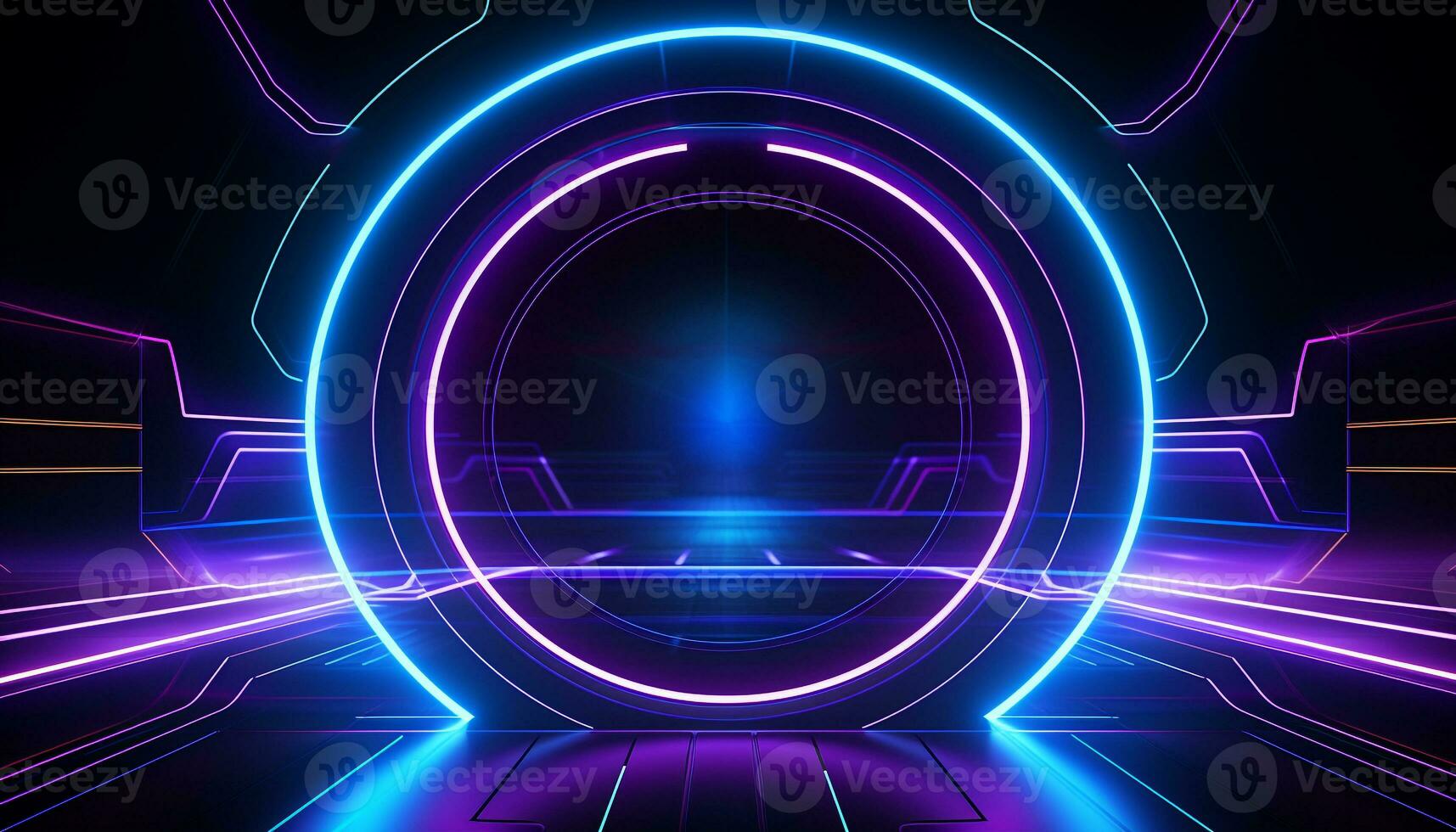 AI generated Glowing vibrant colors create a futuristic abstract design generated by AI photo