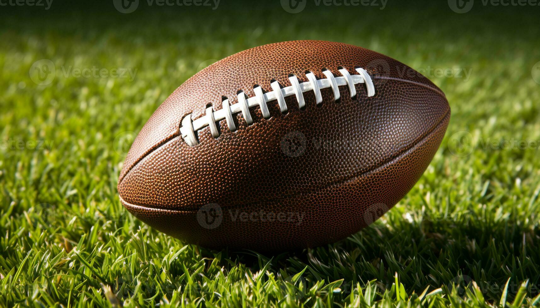 AI generated Playing field, grass, American football, ball, competition, success generated by AI photo