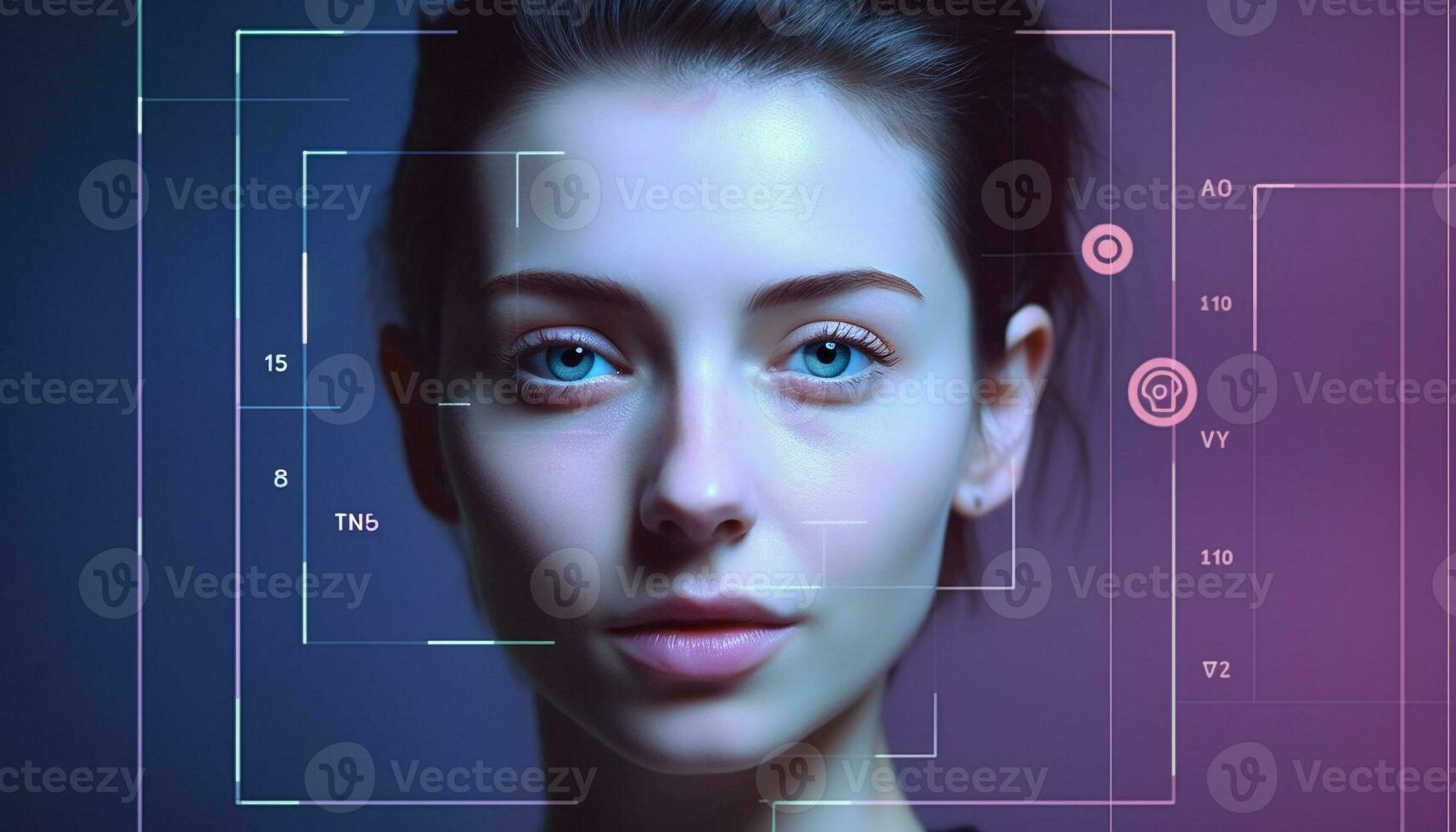 AI generated Young adult woman looking at camera in futuristic design generated by AI photo