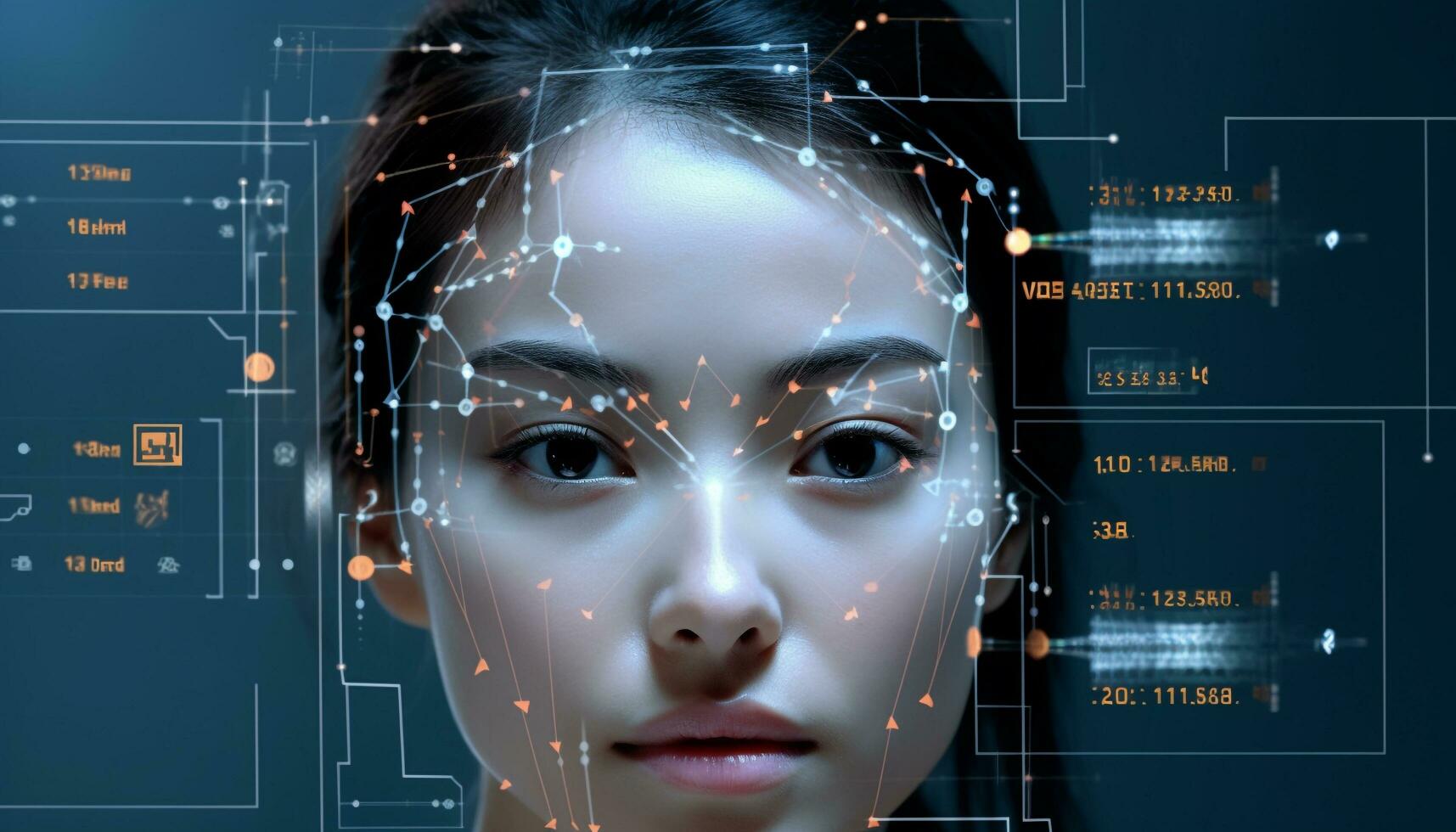 AI generated Futuristic women in science create digitally generated healthcare generated by AI photo