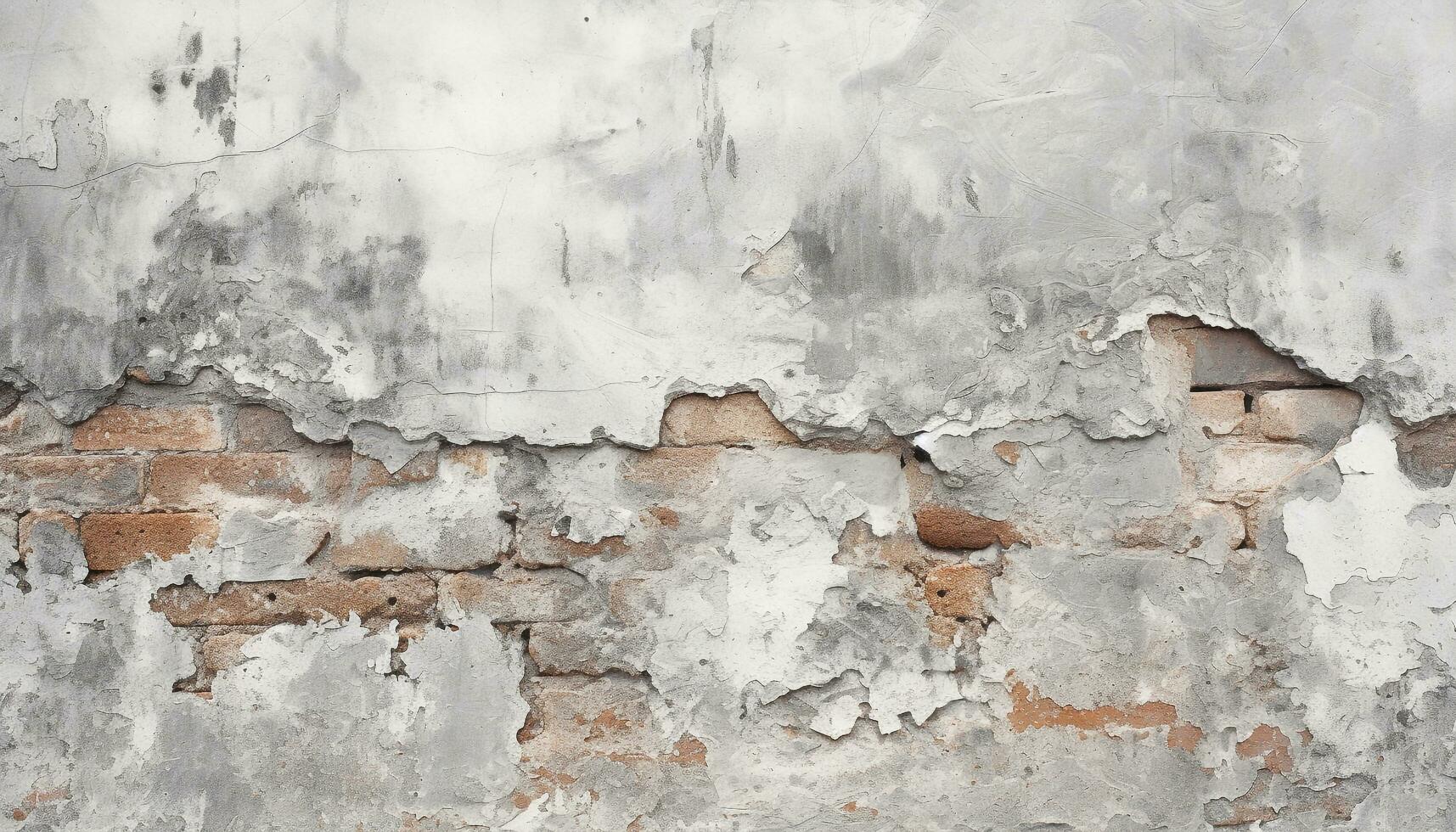 AI generated Weathered concrete wall with rusty metal and peeling paint generated by AI photo