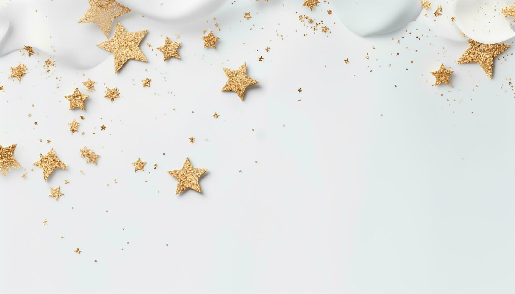AI generated Falling gold confetti, celebration decoration, star shaped shiny pattern generated by AI photo