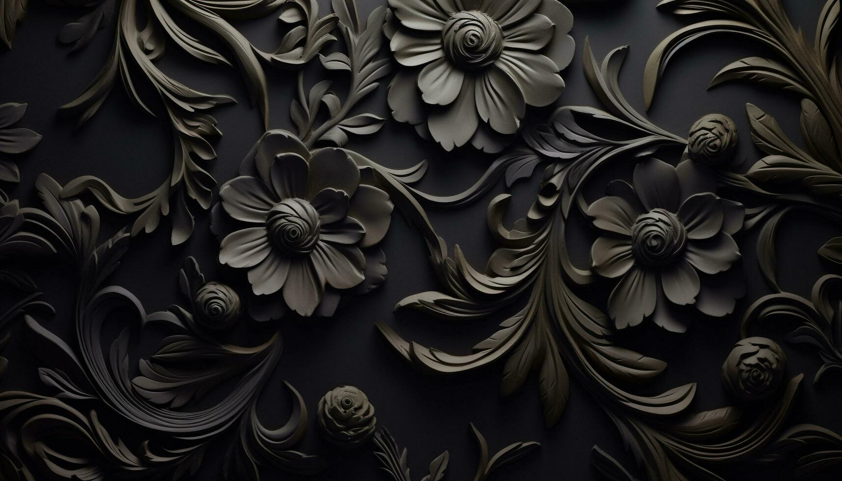 AI generated Abstract floral pattern on black background, elegant and modern generated by AI photo