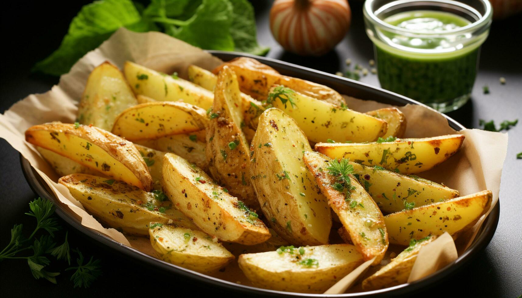 AI generated Freshness and gourmet on a plate, prepared potato generated by AI photo